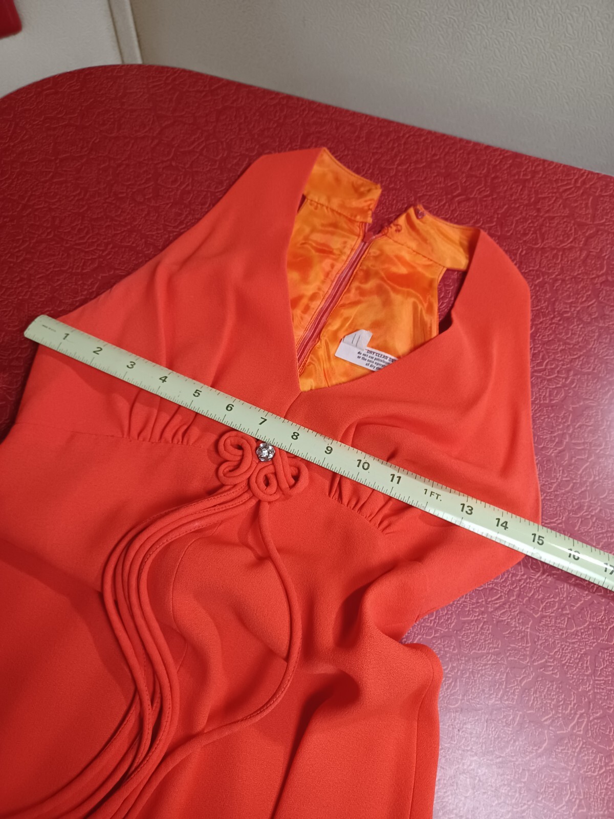 True VTG Mid-century 1960s 1970s Sleeveless Orange Mod Maxi Dress Long MCM 5