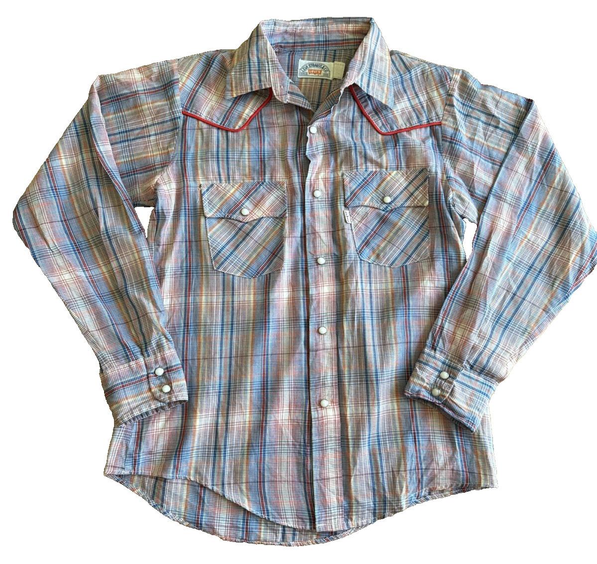 Vtg Levi’s Big E White Tab Western Shirt Women Lot M23 Pearl Snap Made in USA