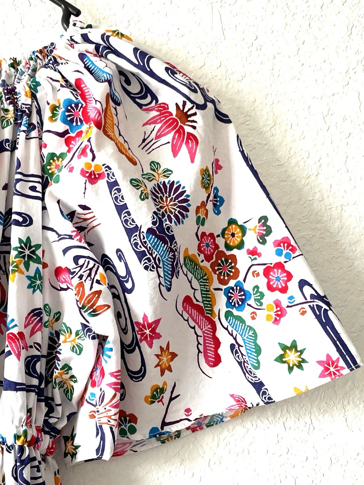 Vintage Japanese Cotton Handmade Cotton Watercolor Floral Summer Maxi Dress S