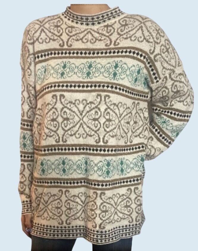 Vintage CAPE COD SPORTSWEAR Fair Isle Sweater 1990s Size Small