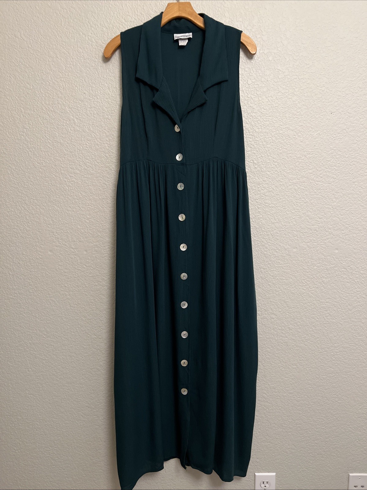 Vintage Appointments Midi Tea Dress Whimsigoth Romantic 80 Cottage Green Crinkle