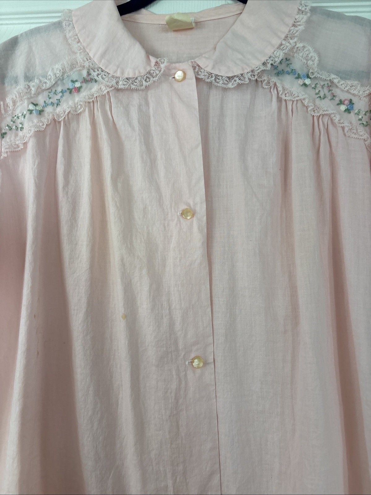 Vintage 100% Cotton Light Pink Charmode House Dress Sz L