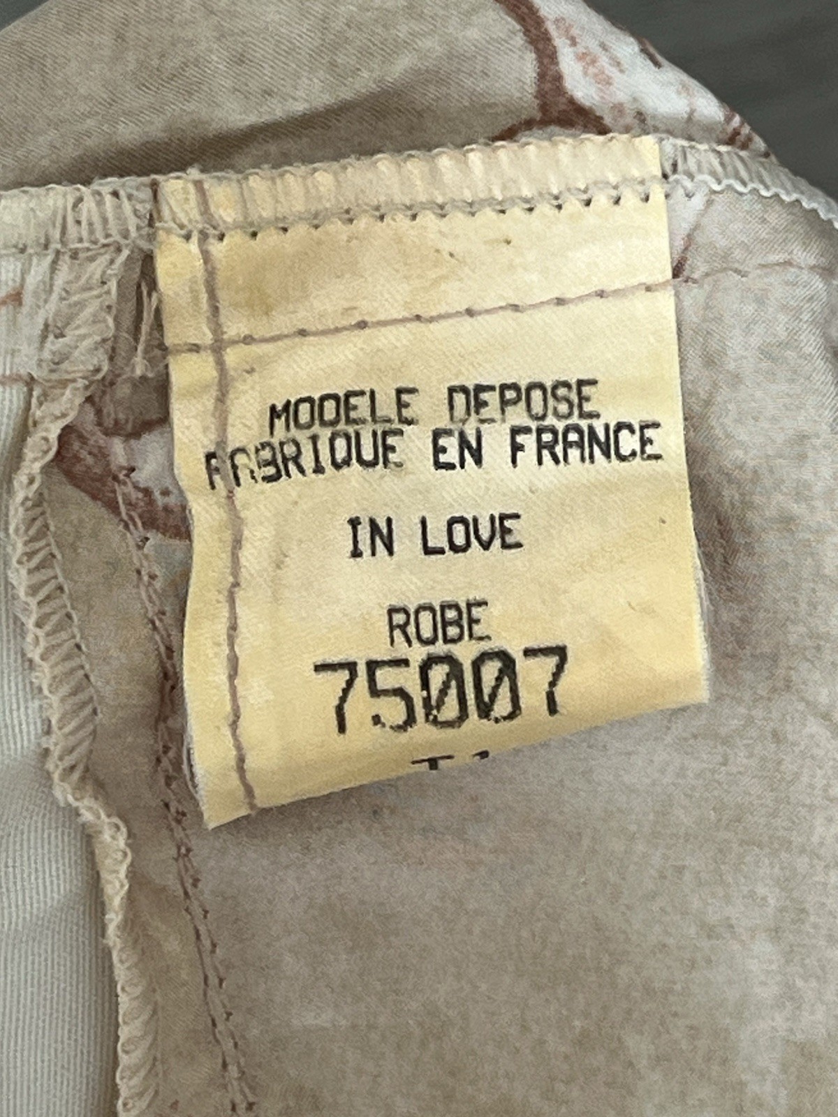 VTG IN LOVE PARIS 100% Silk Dress T1 S Made France Designer Lace Halter Boho Tan