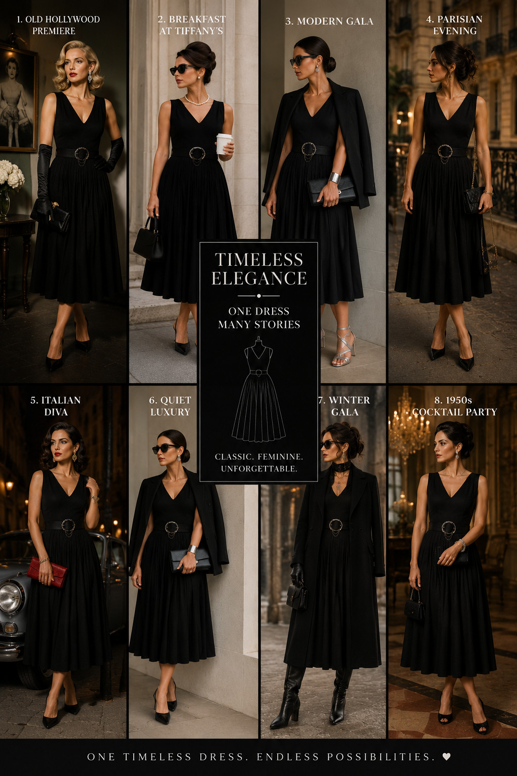 Vintage Evening Dress Black Jersey Pleated Old Hollywood Cocktail Dress Size 42/44