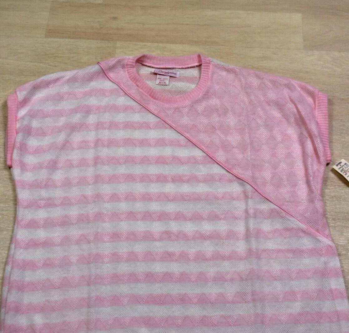 80s NWT Deadstock Brandywine Pink Stripe Polyester Knit Medium VTG
