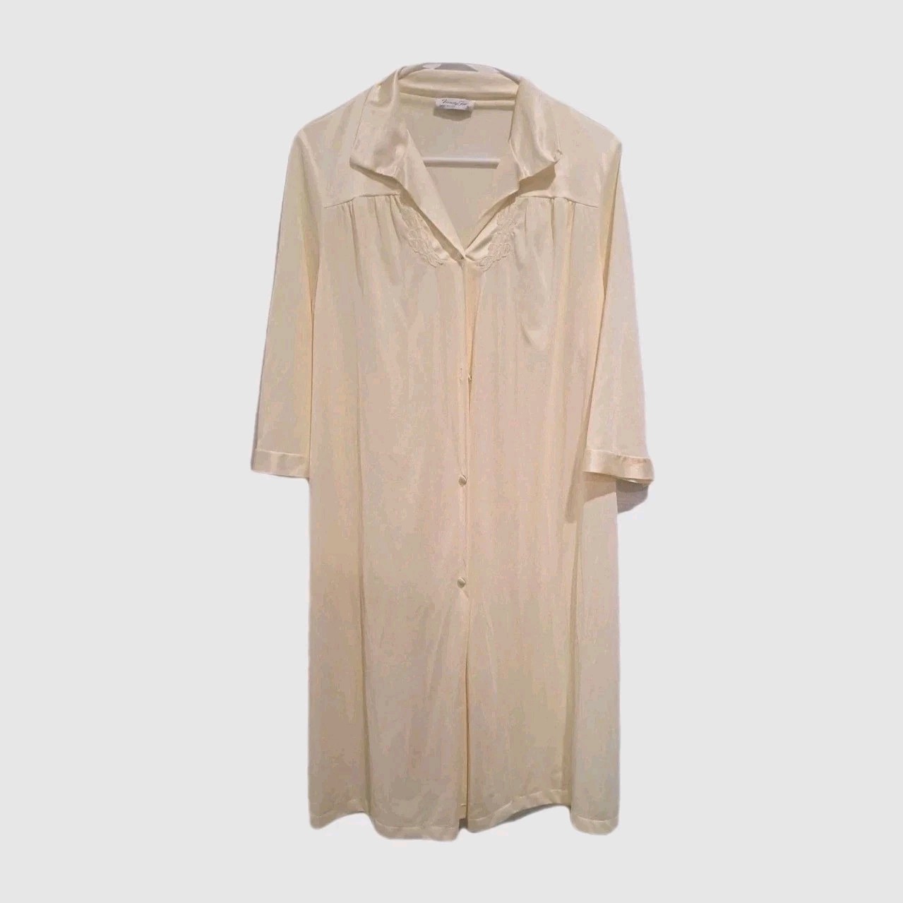 VTG?Vanity Fair Robe Housecoat Robe S Satin Yellow USA Granny Core Housewife