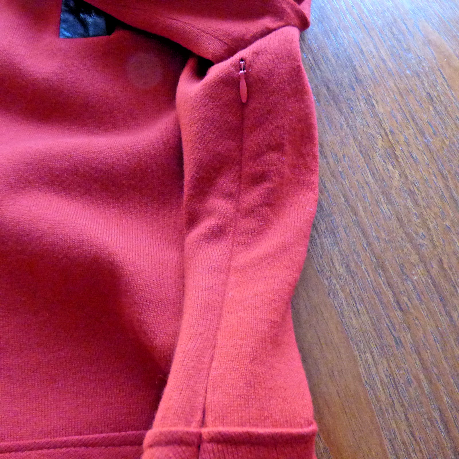 VINTAGE PEGGY JENNINGS DRESS RED WOOL KNIT W LEATHER TRIM FULLY SATIN LINED 4-6