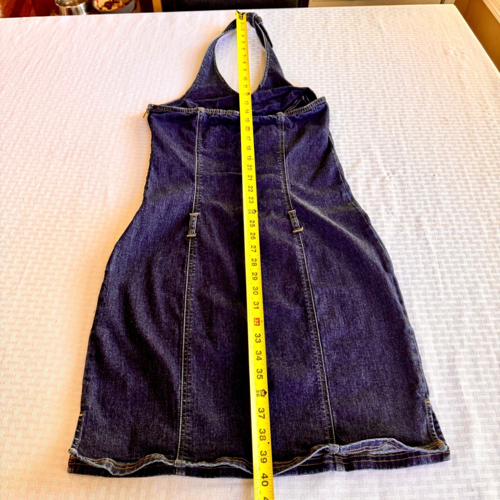 Tommy Jeans Vintage 90s Denim Halter Mini Dress Dark Wash Indigo Womens Medium
