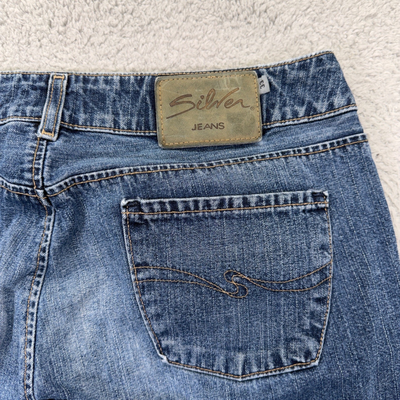 Vtg Silver Jeans Womens 33×32 Blue Flare Bootcut Dark Wash Denim Canada Made