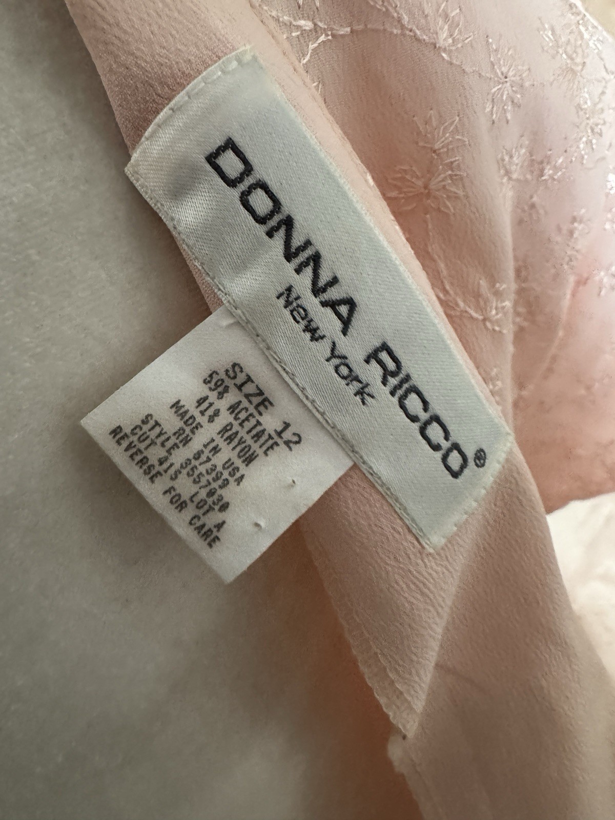 Vintage 80s S Donna Ricco Blush Pink Embroidered Maxi Dress Valentine Romantic