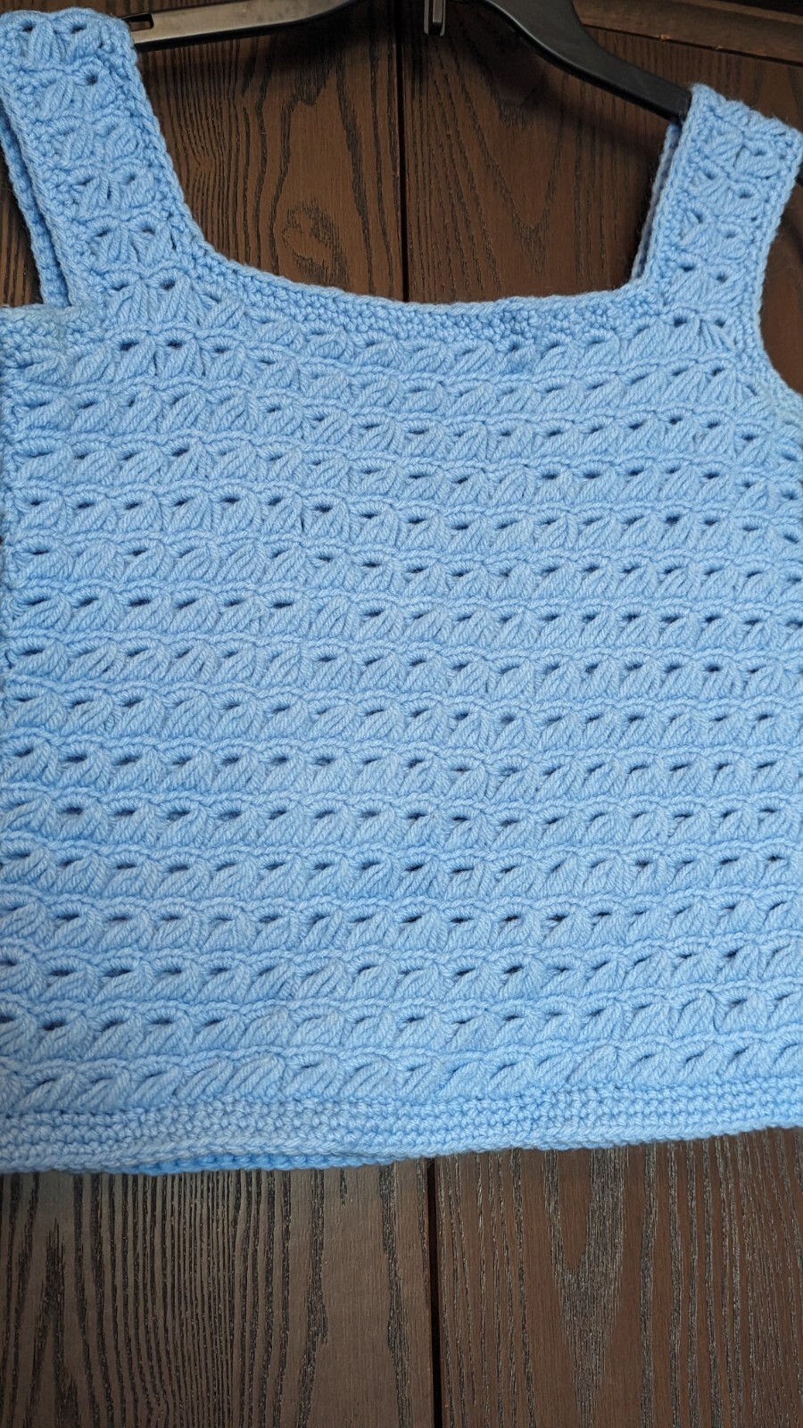BOHO Hippie Vintage Handmade Crochet Granny Core Sweater Vest Tank Small Blue