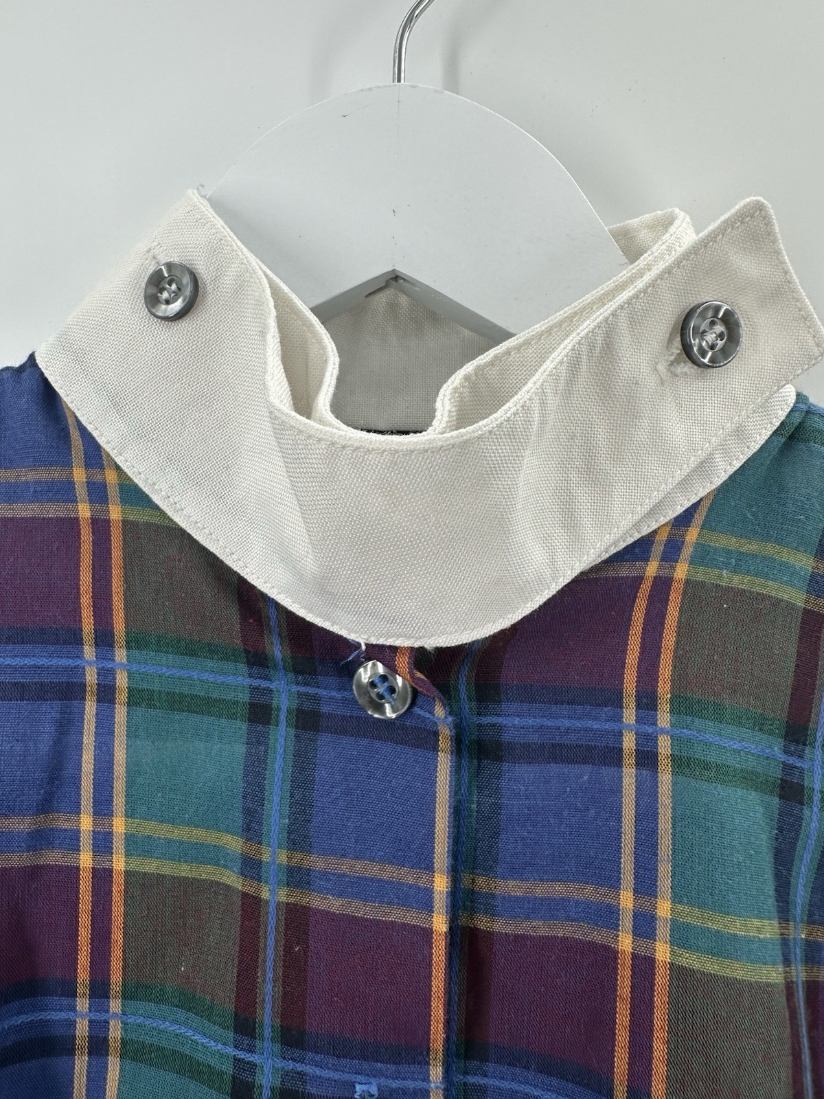 VTG 80s Underground SF Plaid Blouse Puff Sleeve Edwardian Revival Cuffs AB10 NWT