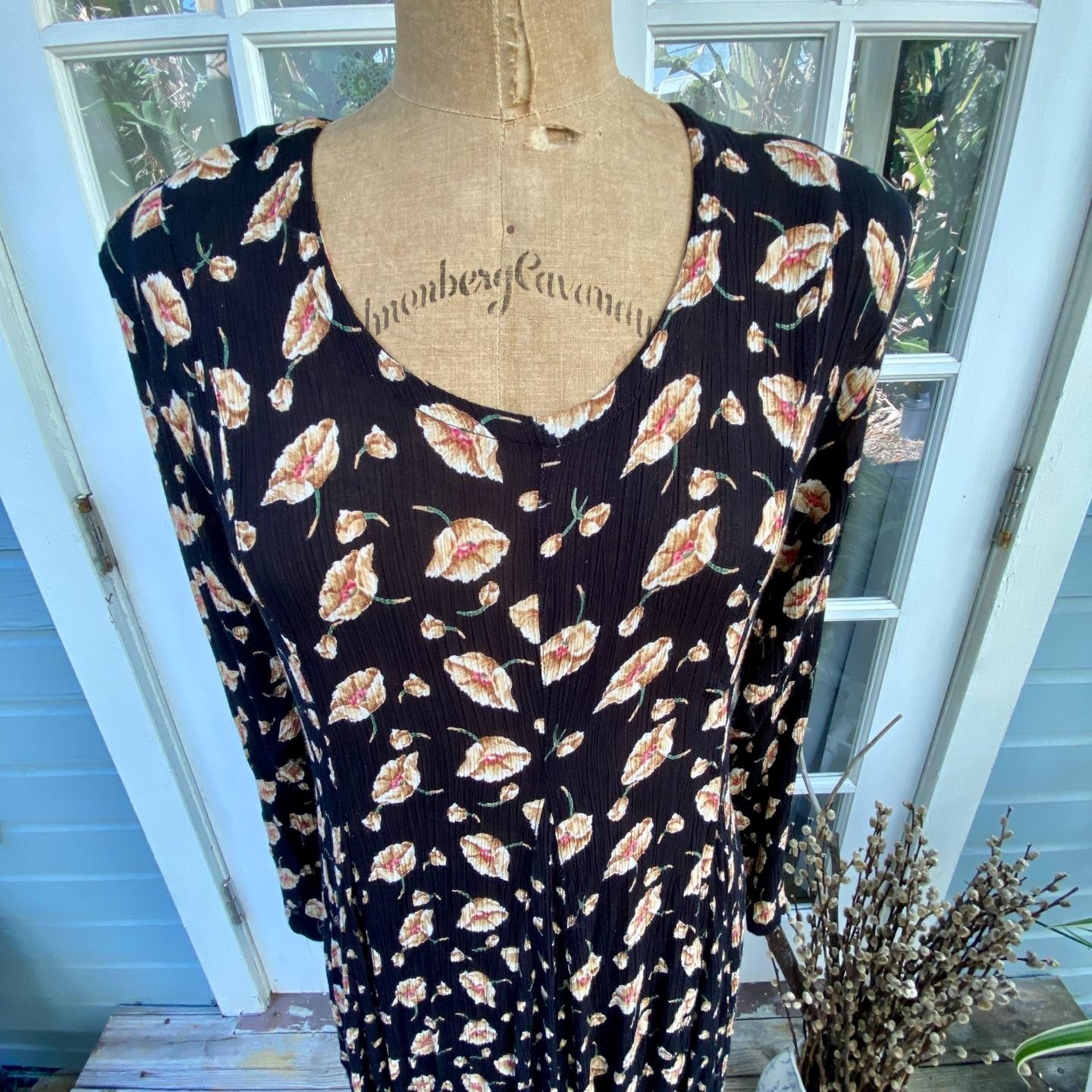 Vintage STARINA Grunge Revival Floral Black Dress Witch Whimsigoth Cottagecore S