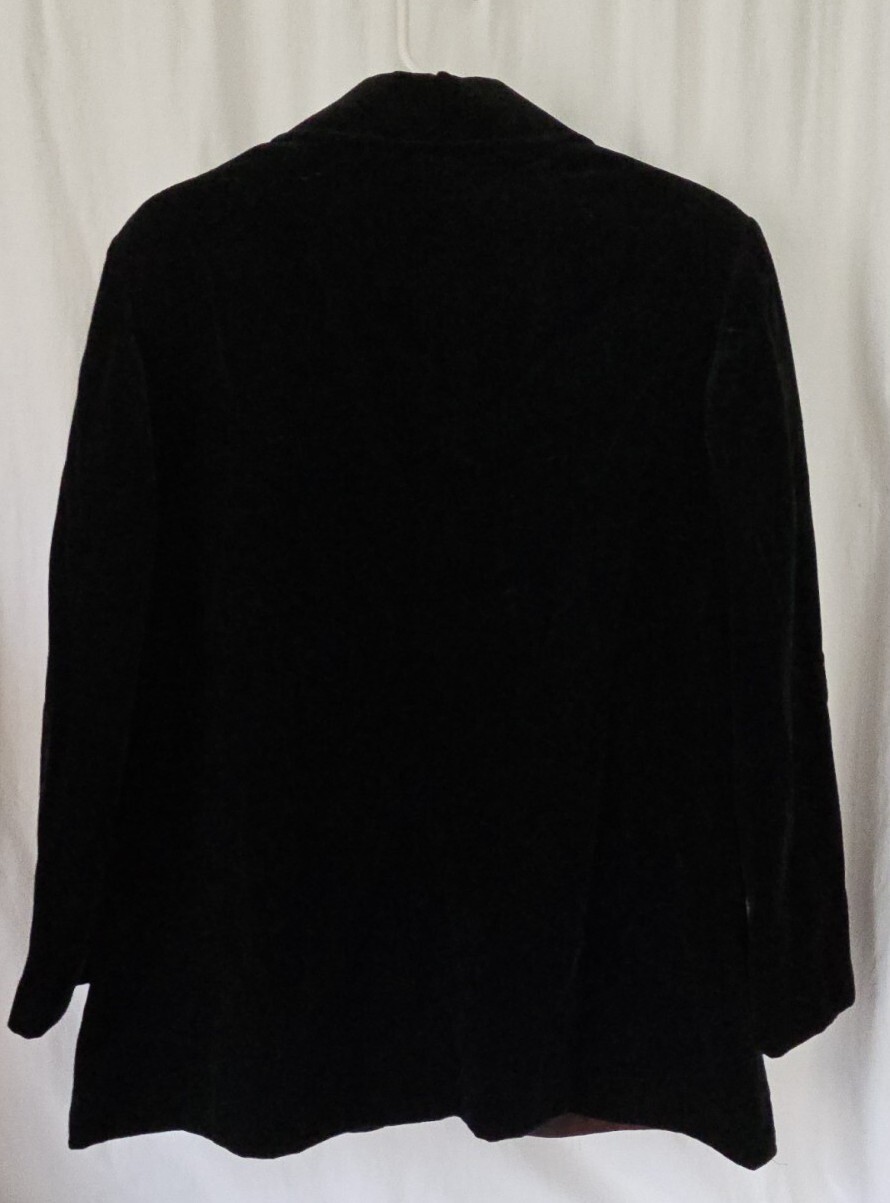 Vintage Mr Beau RL Davis Black Button Down Velvet Blazer Lined Pockets 44″ Bust