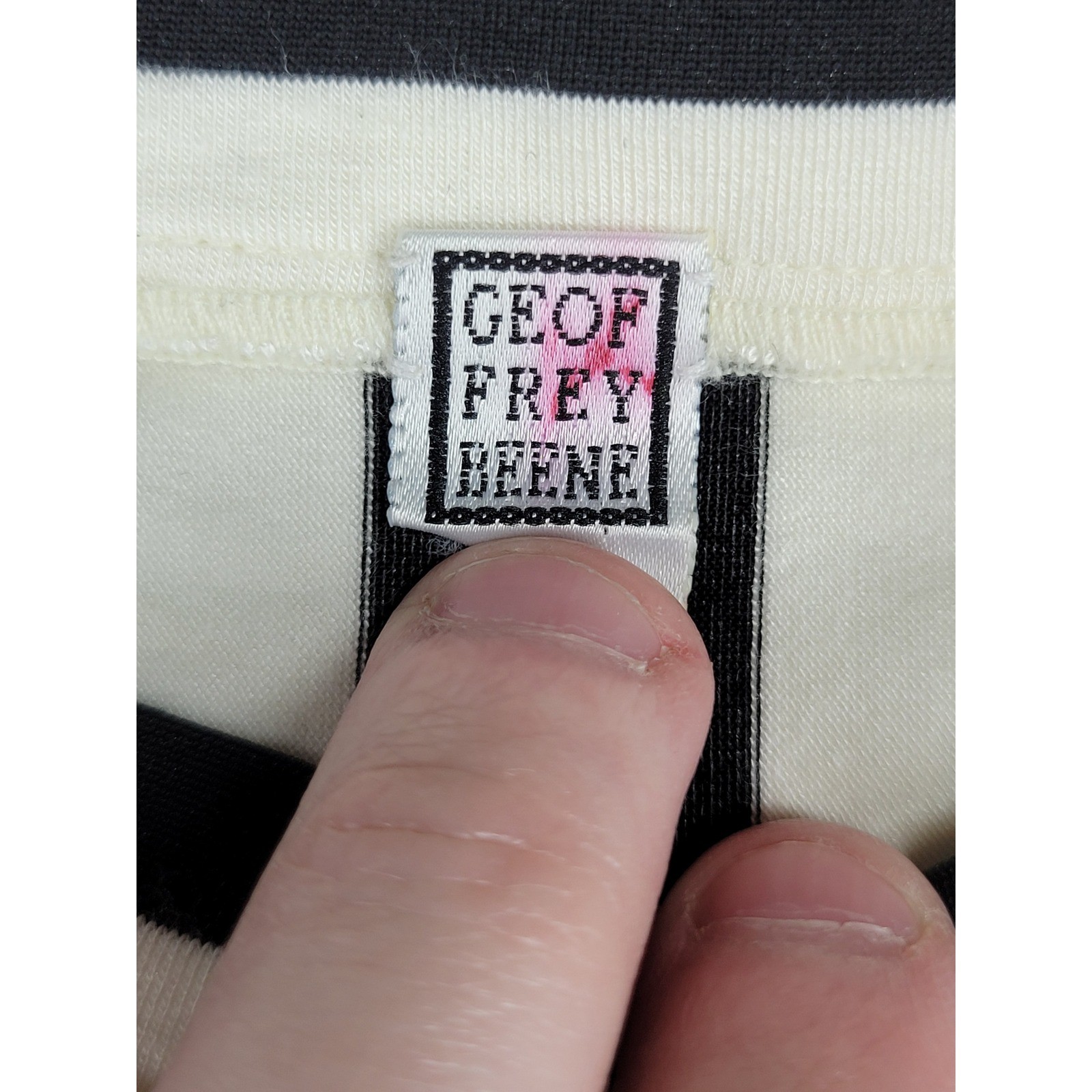 Geoffrey Beene Neiman Marcus Vintage 90s Striped T-Shirt Black White Womens 16