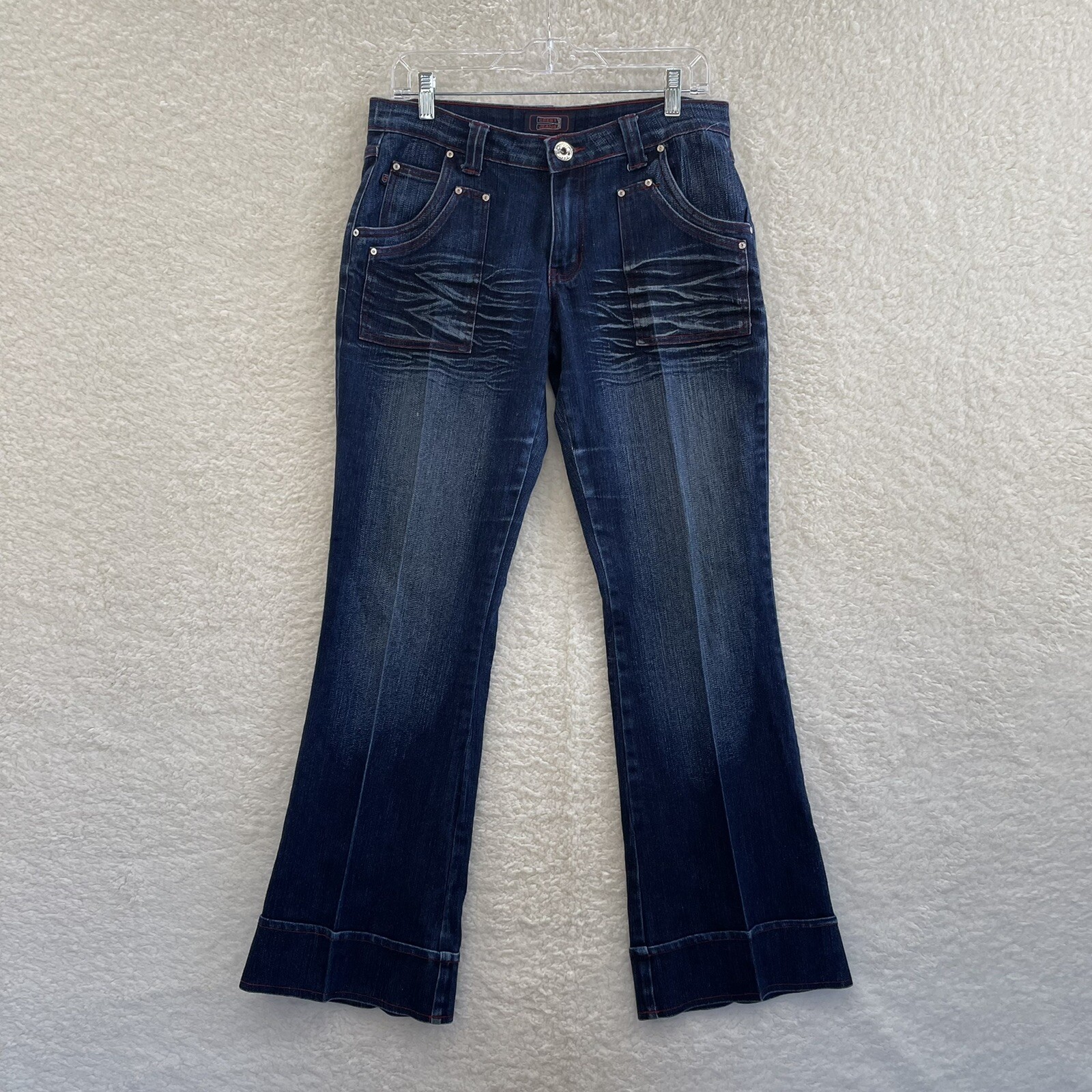 Y2K Vintage Low Rise Jeans 12 30 Bootcut Flare Dark Wash Cyber Fairy Grunge