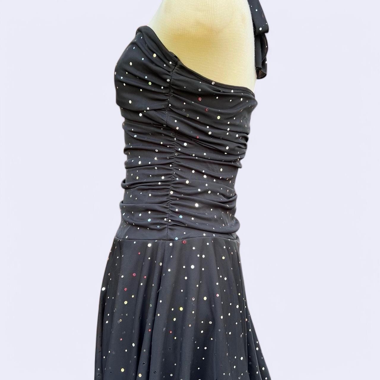 Vintage 90s Black Sequin Halter Dress By Taboo Size Medium