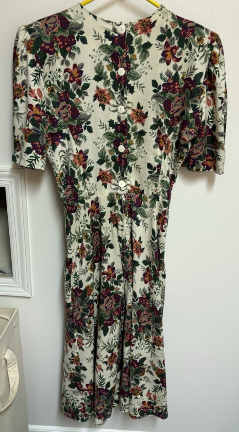Vintage Tamaron Floral Tea Dress Midi A-line Cottagecore Size 12