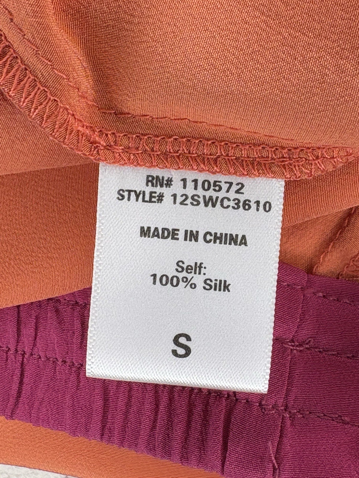 100% Silk Twelfth Street By Cynthia Vincent Orange & Pink Pants Size S