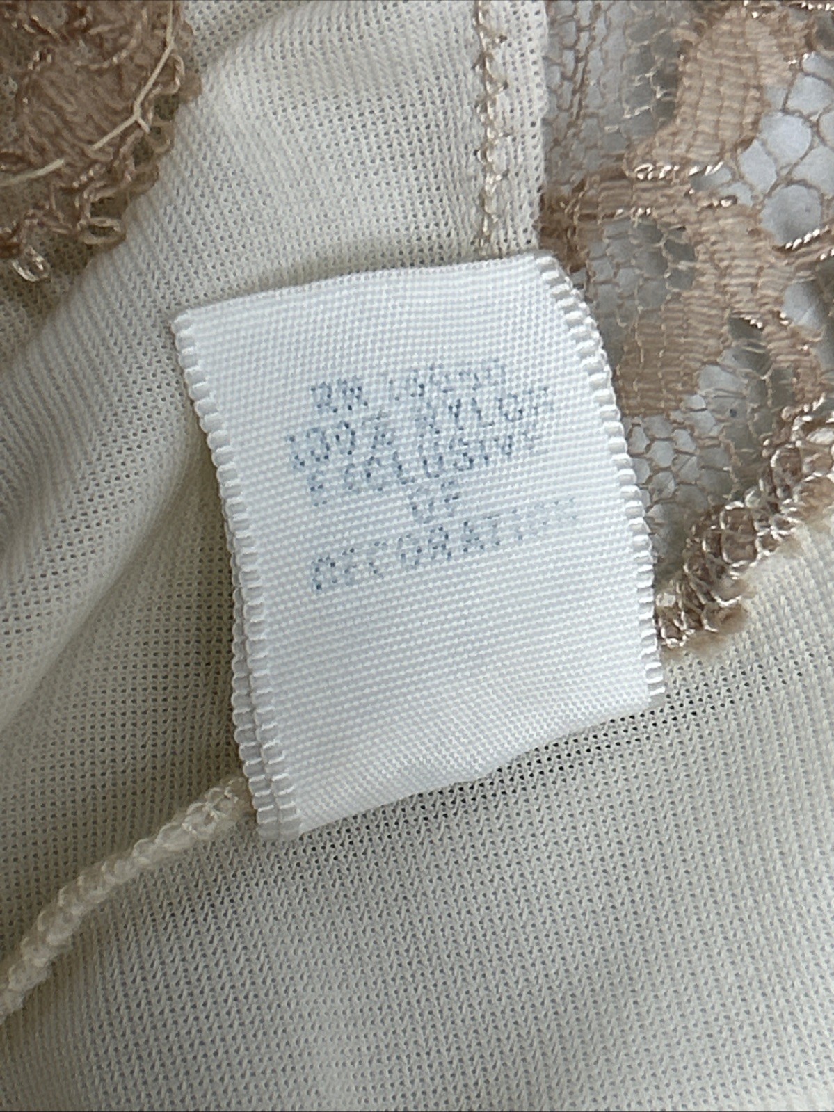 Vintage Top Form Slip Dress Nightie Cream Tan Lace Sz 34 Embroidered S3