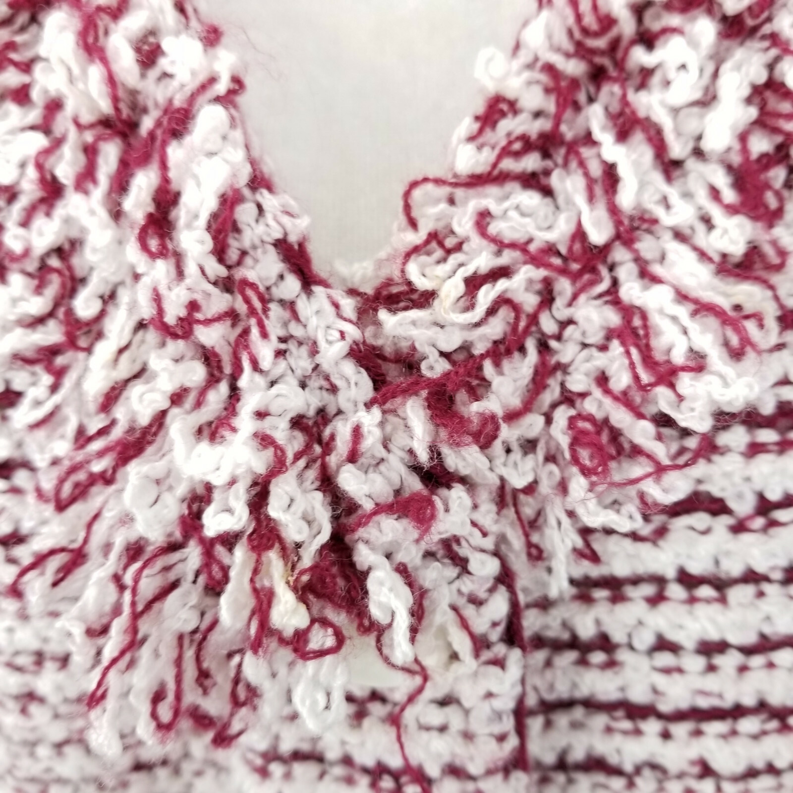 Vintage 80s Side Effects Womens Large Acrylic Fringe Boucle Sweater Cardigan Top