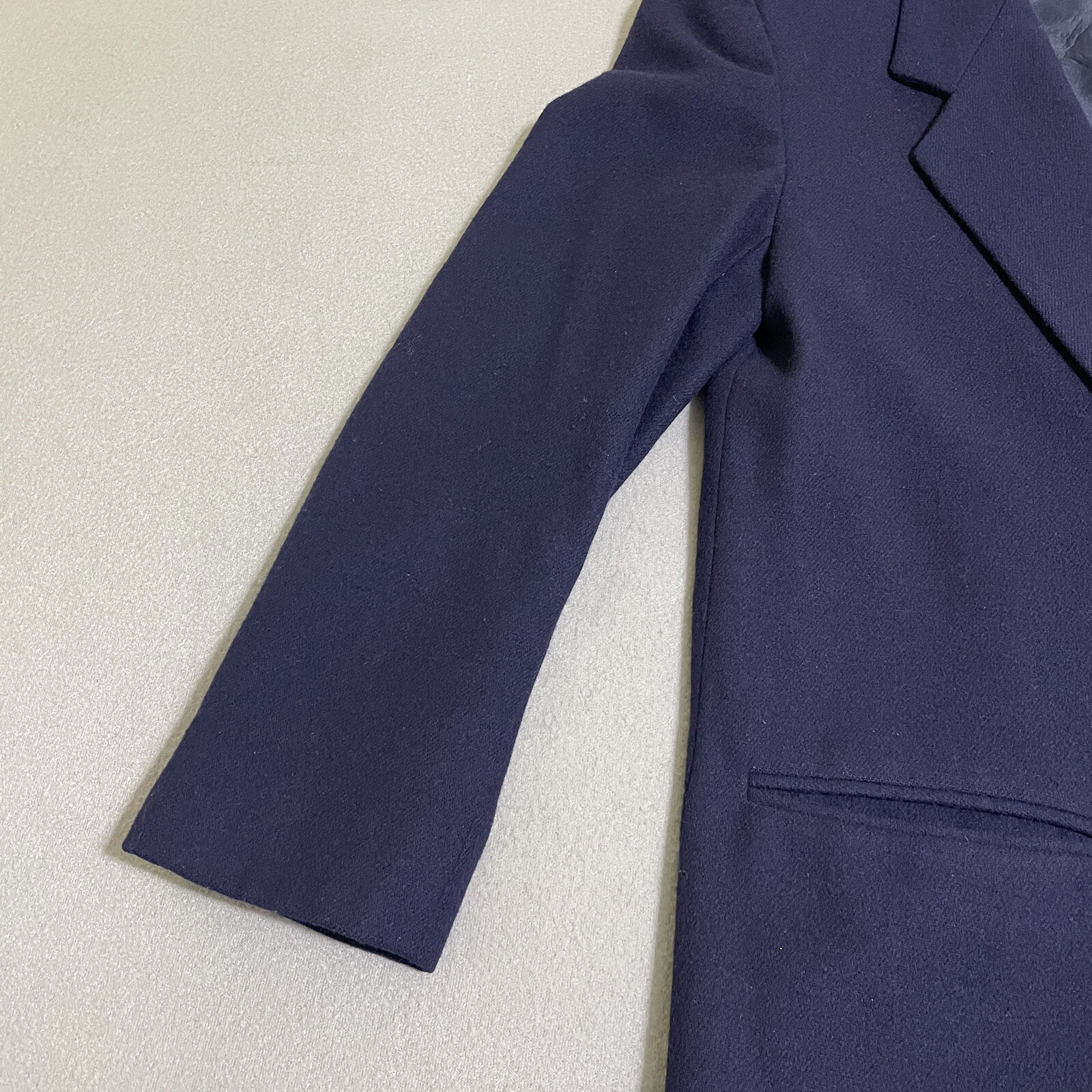 Vtg Womens WOOL BLAZER JACKET Gold Accent Buttons Preppy 90s Academic Navy Sz 8