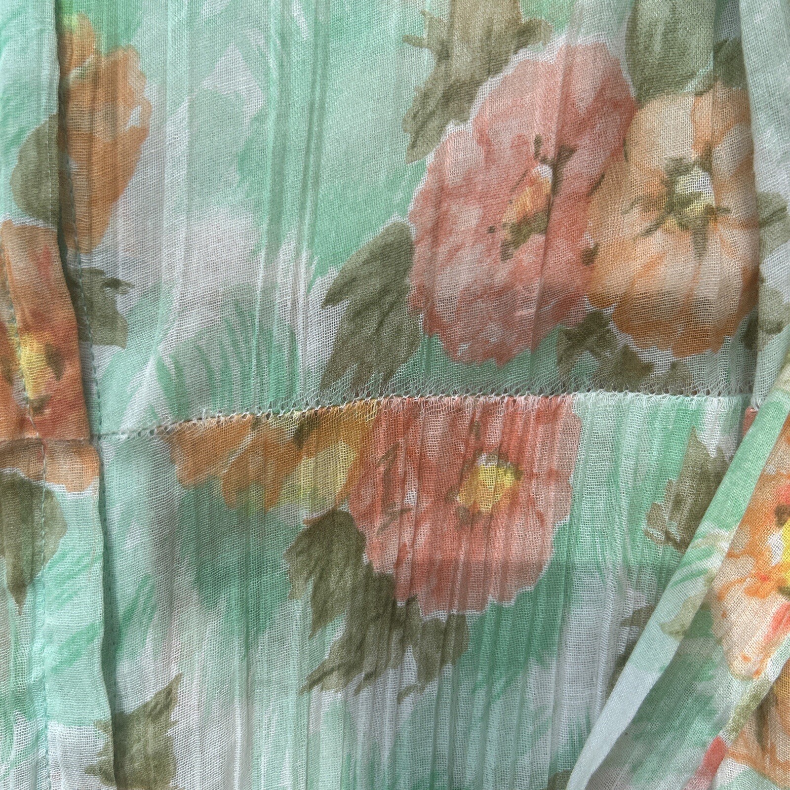 Vintage 70s Terri Rose Sheer Prarie Maxi Dress Gunne Sax Cotton Beautiful 29×55