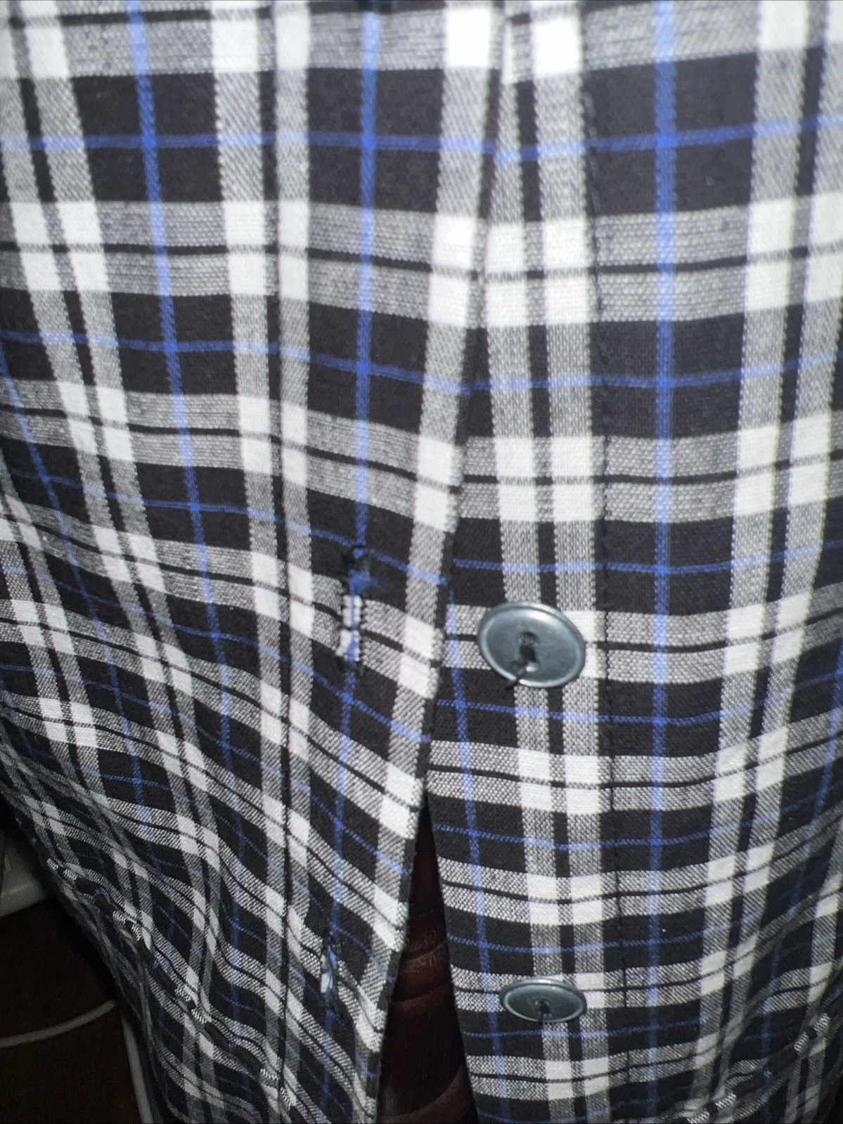 1970’s Vintage Hang Ten Black & White Plaid Long Straight Skirt Cottage Core M