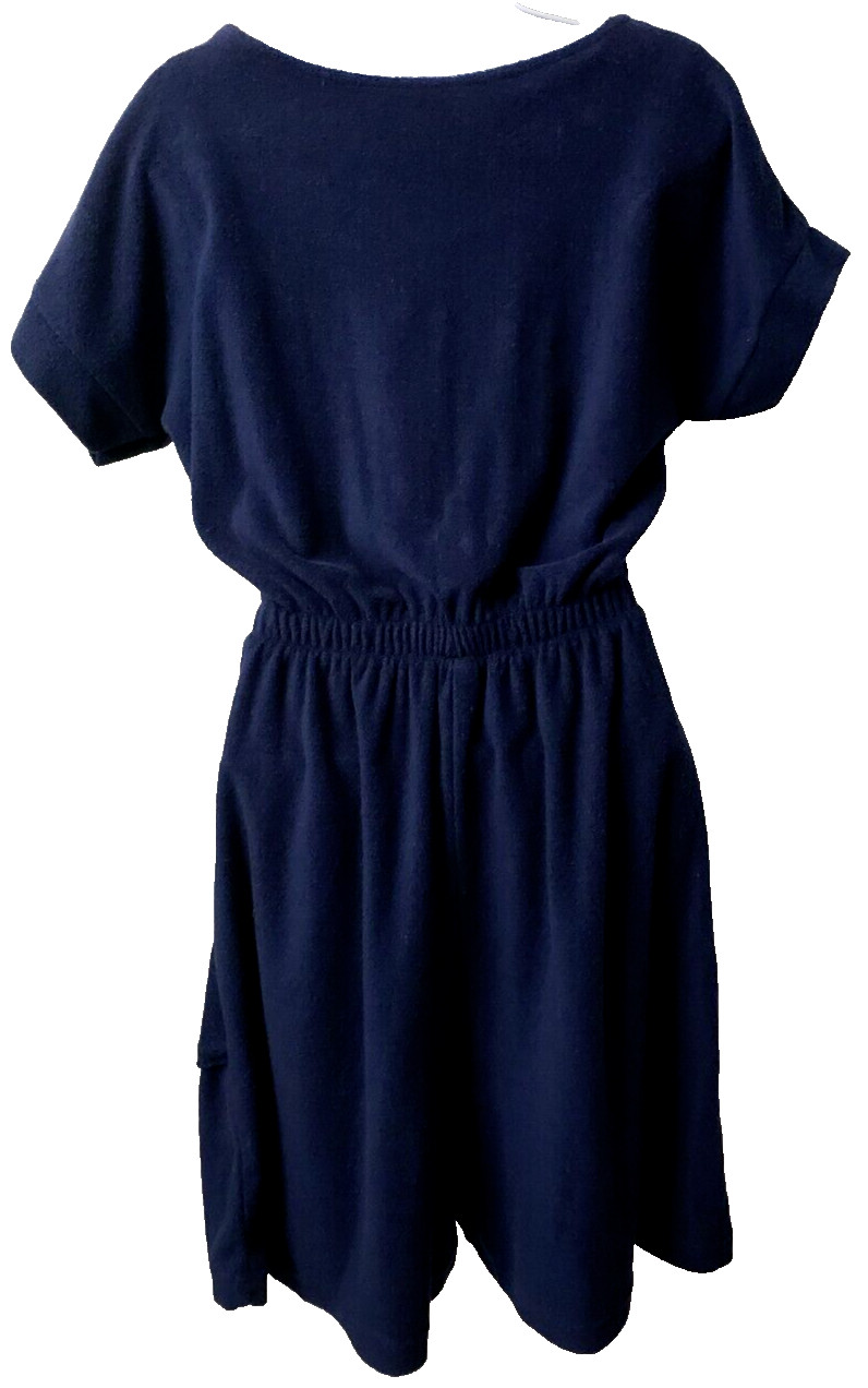 VTG 80s Terry Cloth Playsuit S Romper Navy Anchor Nautical Boating Coastal Beach