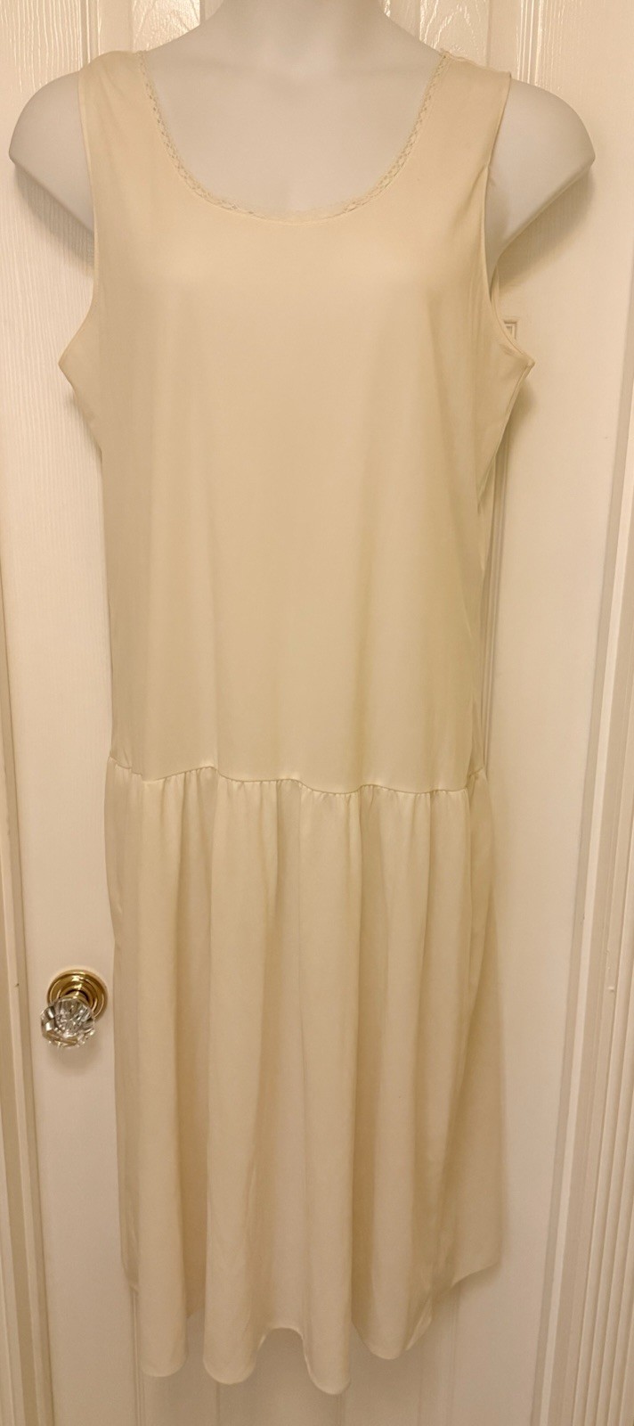 WOMENS VINTAGE VICTORIAN LACE MAXI IVORY OFF WHITE BOHO WEDDING DRESS 15 / 16