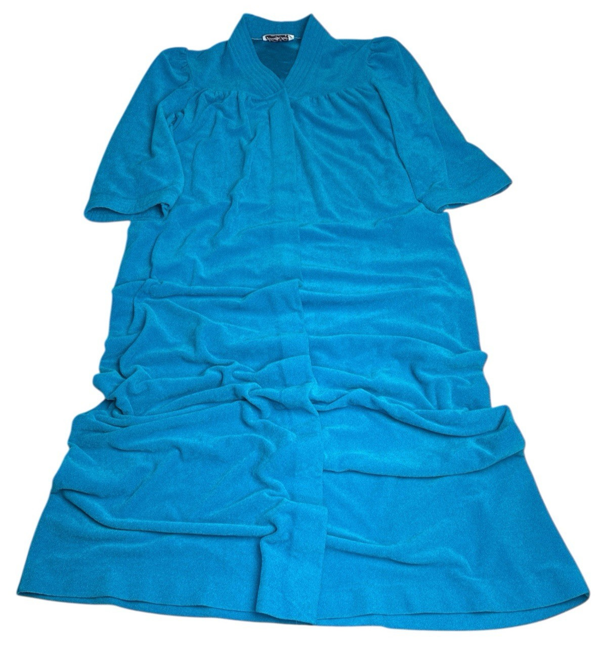 Vintage Vanity Fair Women Small Housecoat Nightgown Teal Blue Long Maxi Robe