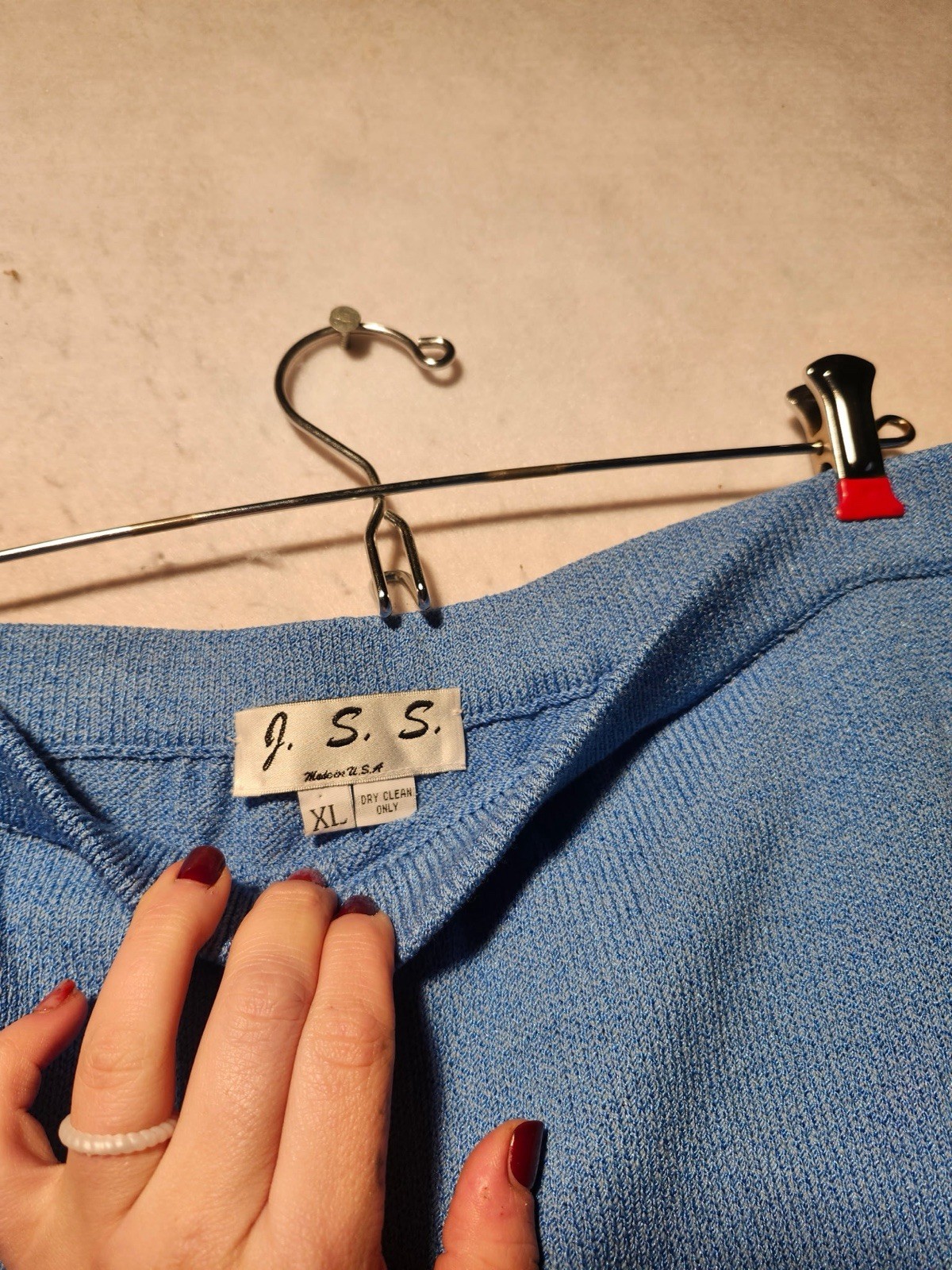 VTG J.S.S. Knit Pants Suit Wool Blend Cardigan 3 Piece Leisure Loungewear Sz XL