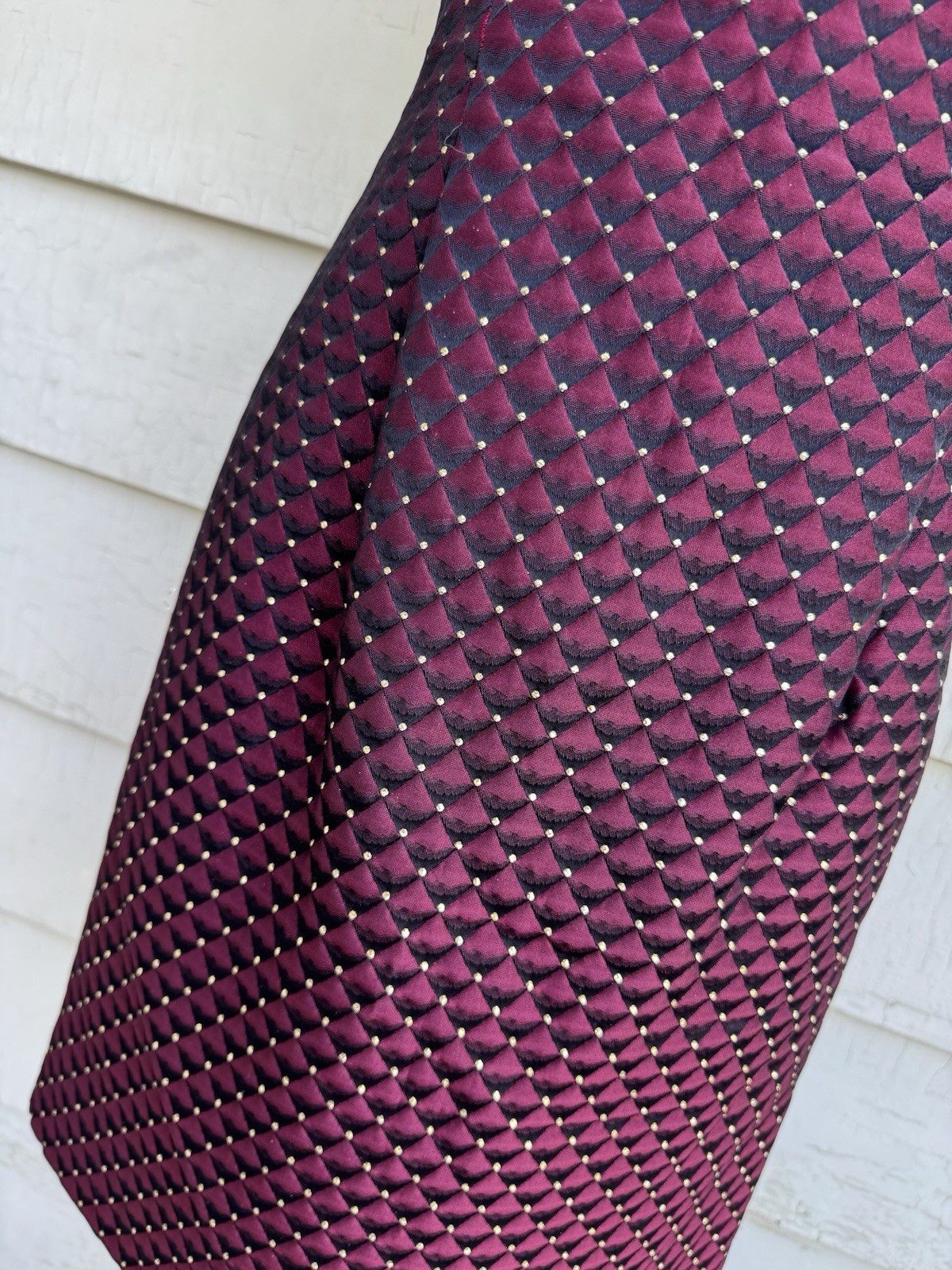 Vtg 90’s Jessica McClintock Mini Dress Burgundy Gold 7 Rhinestones Square Neck