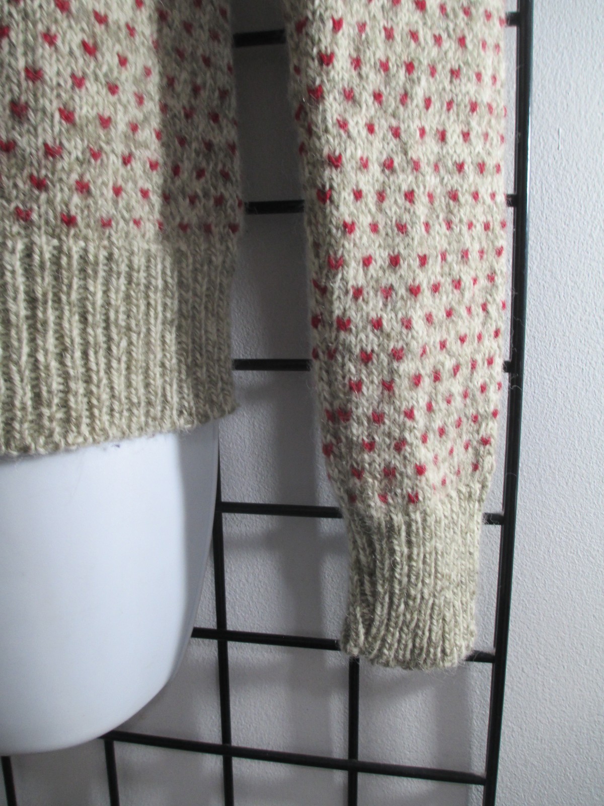„VINTAGE” L.L. BEAN 🌸 XS / SMALL==BEIGE & RUST / WOOL BLEND / CARDIGAN SWEATER