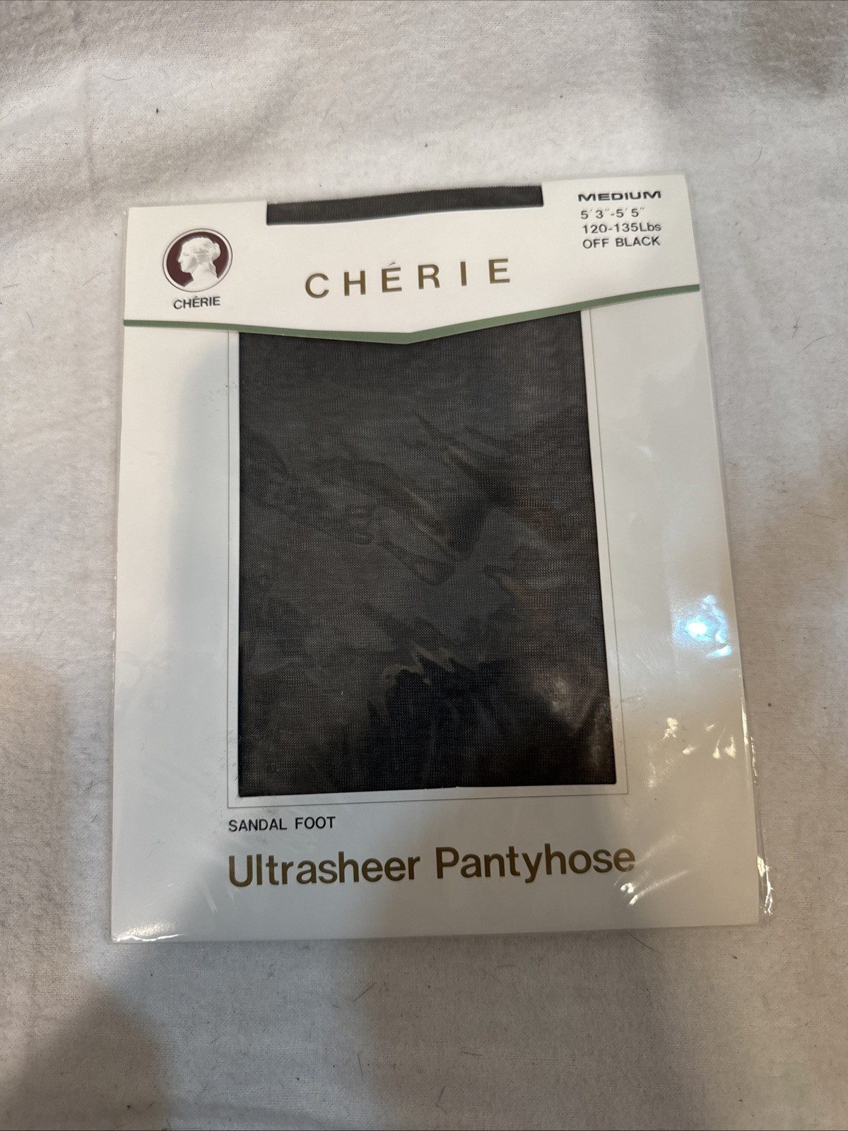 Vintage Pantyhose Cherie Ultra Sheer Pantyhose Size M 120-135 Lbs Off Black