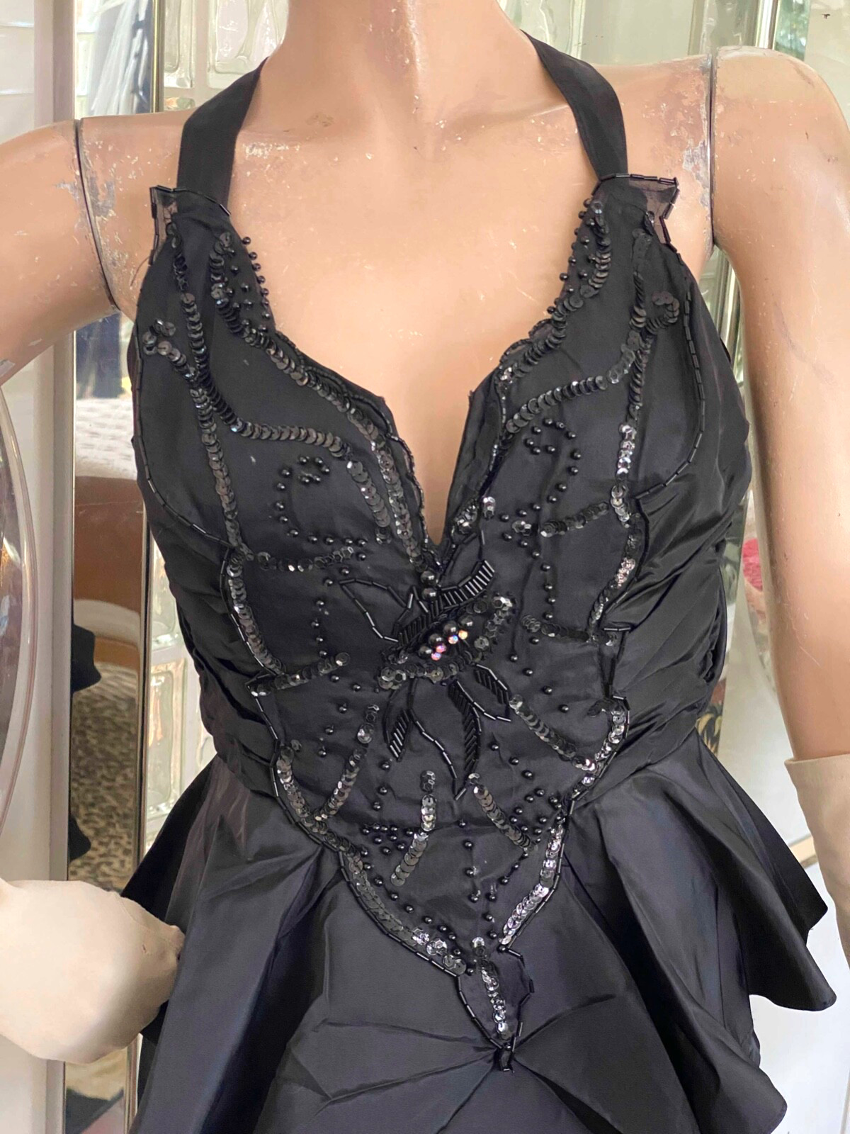 VTG XS SEXY 70s 80s Peplum Wiggle Dress Climax Karen Okada David Howard