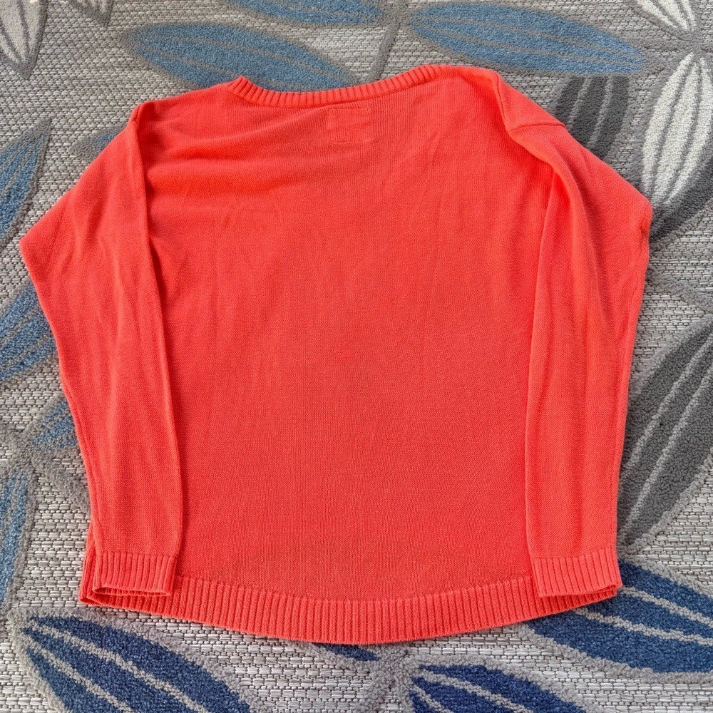 Hollister Women’s Deep V-Neck Aloha Orange Pullover Sweater Size Large Y2K