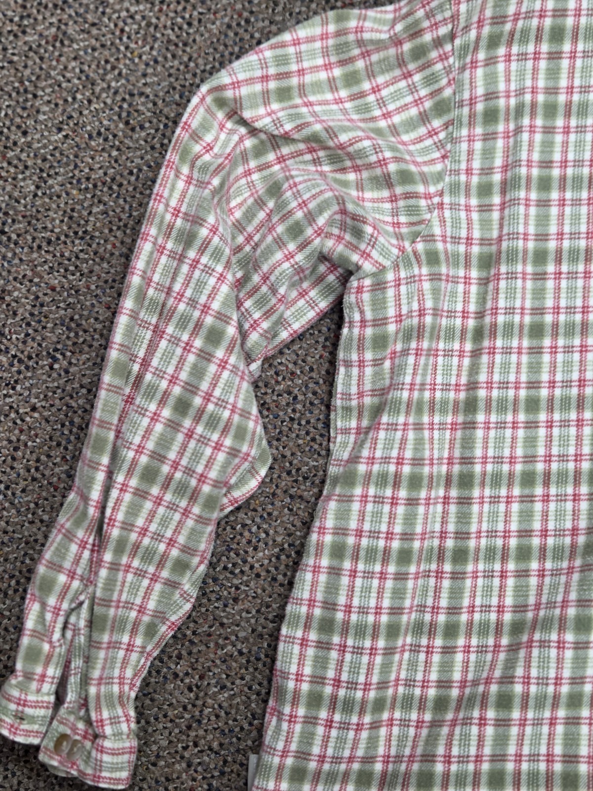 Vintage Woolrich Womens Extra Large XL Plaid Green Red Flannel Long Sleeve Shirt