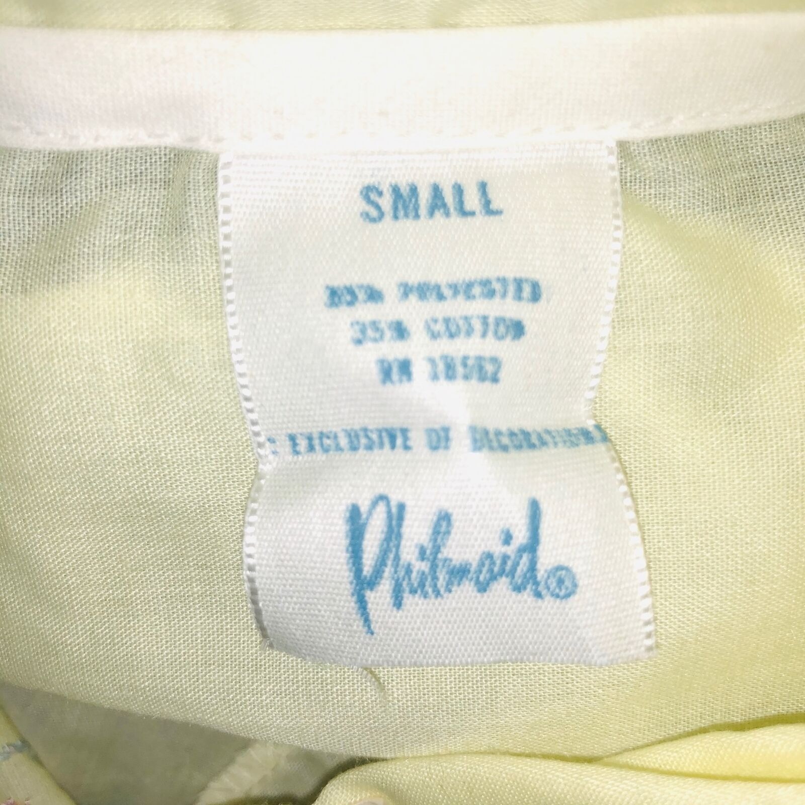 Vintage 70s Philmaid Womens Housecoat S Yellow Embroidered Flowers Short Sleeve