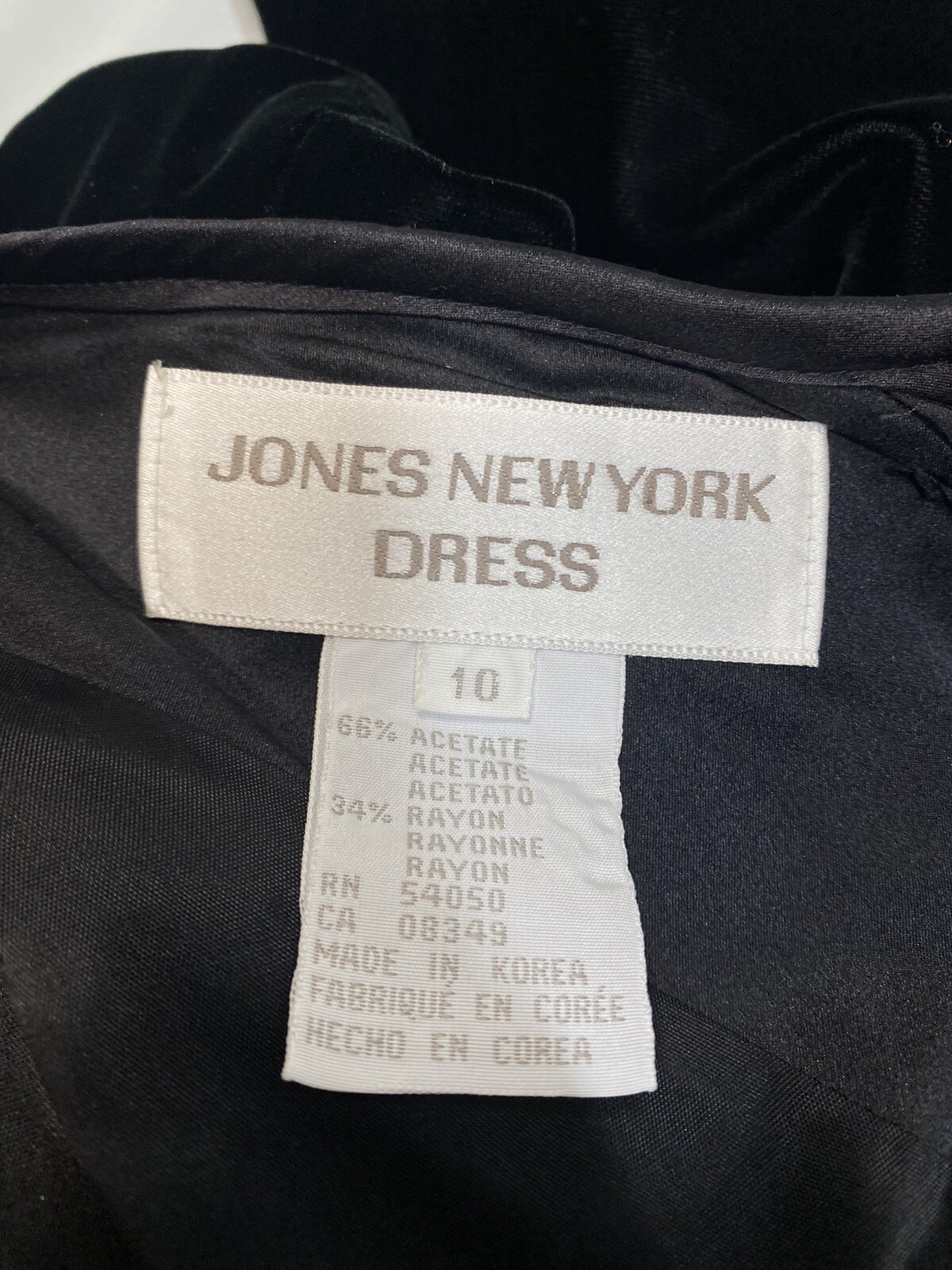 Vintage Dress SIZE MEDIUM 10 black velvet sheath JONES NEW YORK 80s 90s RAYON