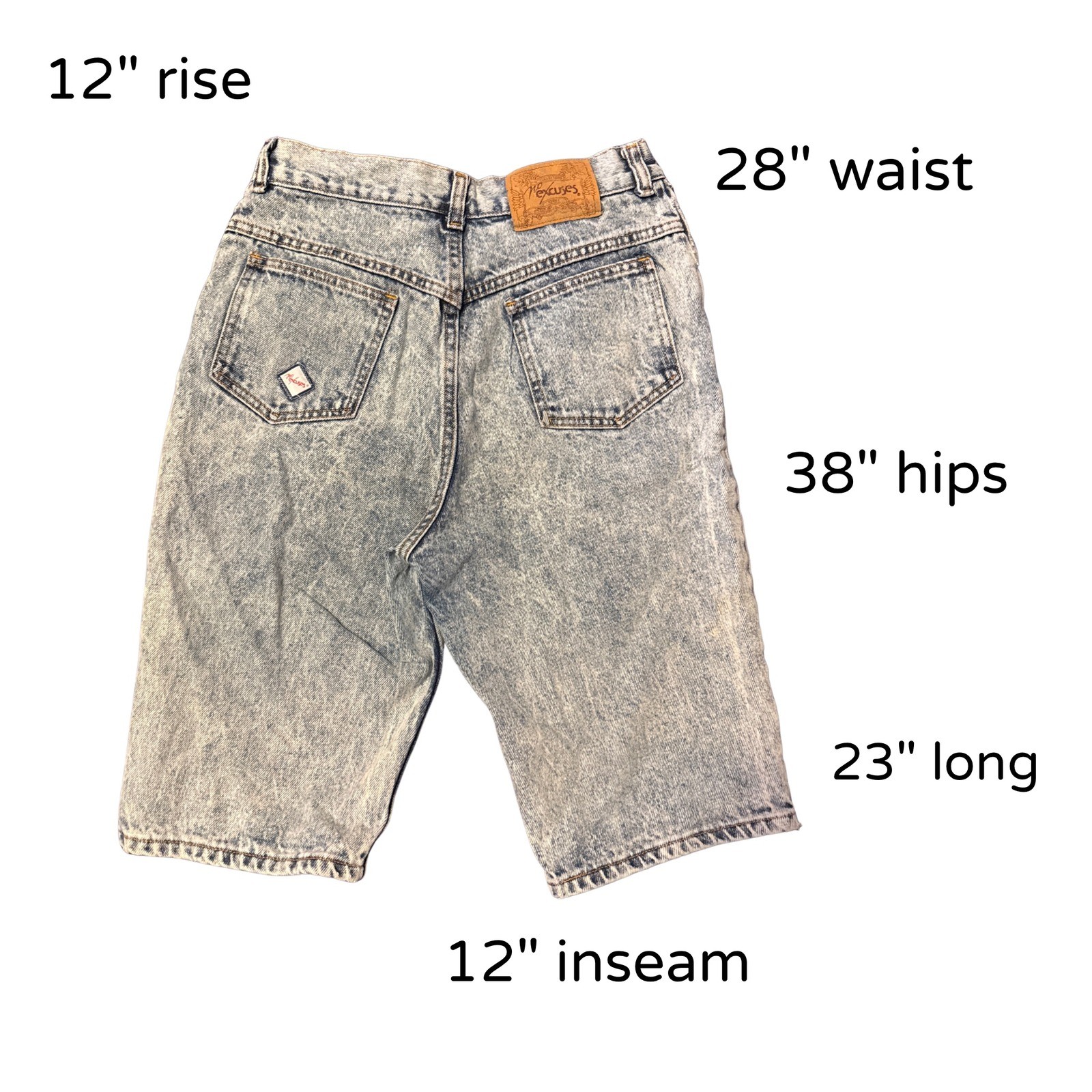 90’s No Excuses Acid Wash Denim Bermuda Shorts High Waist Jorts Womens 28 Waist