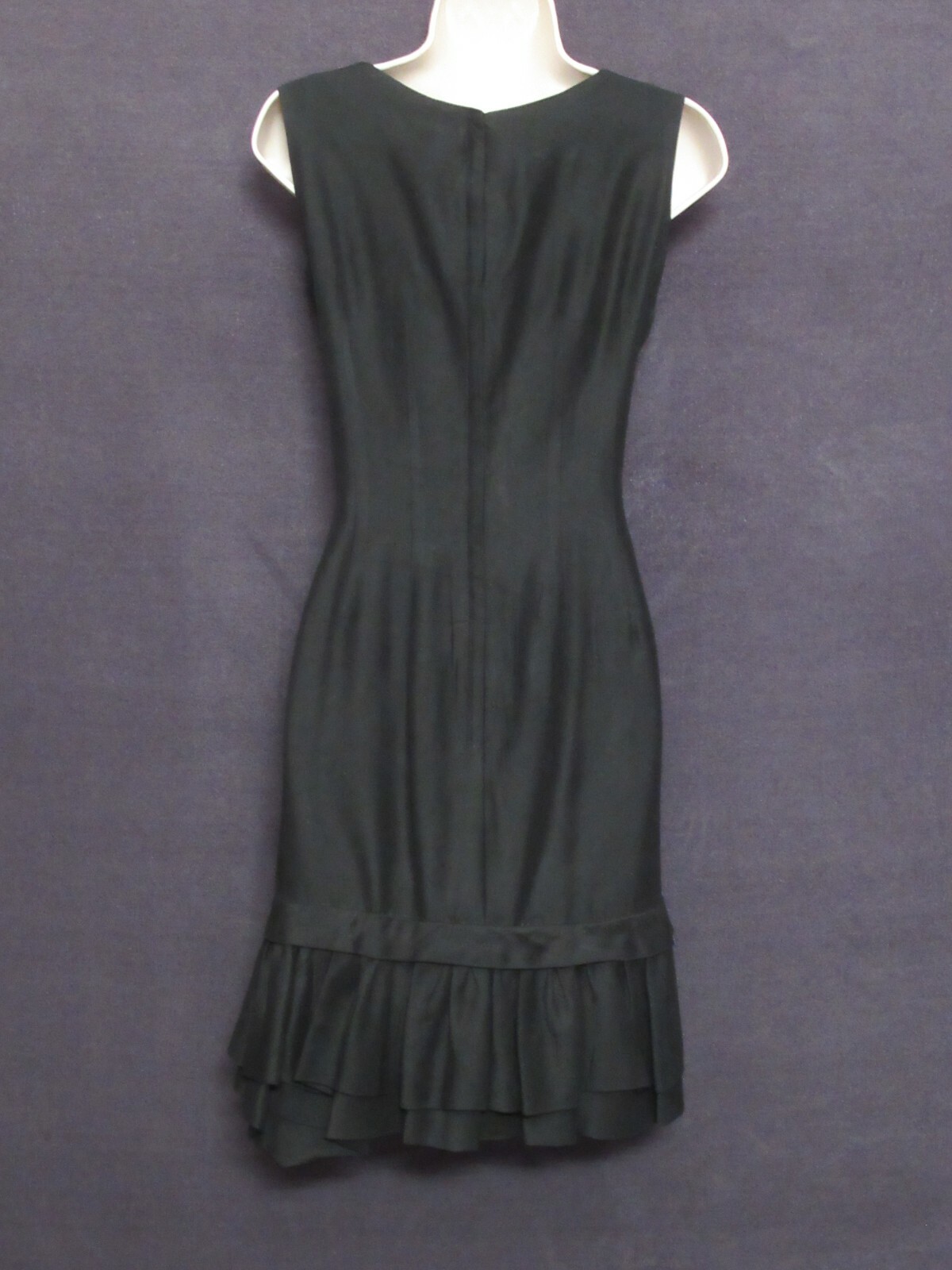 50’s Vintage SABA Juniors Black Sleeveless Fitted Pleated Rosette Party Dress M