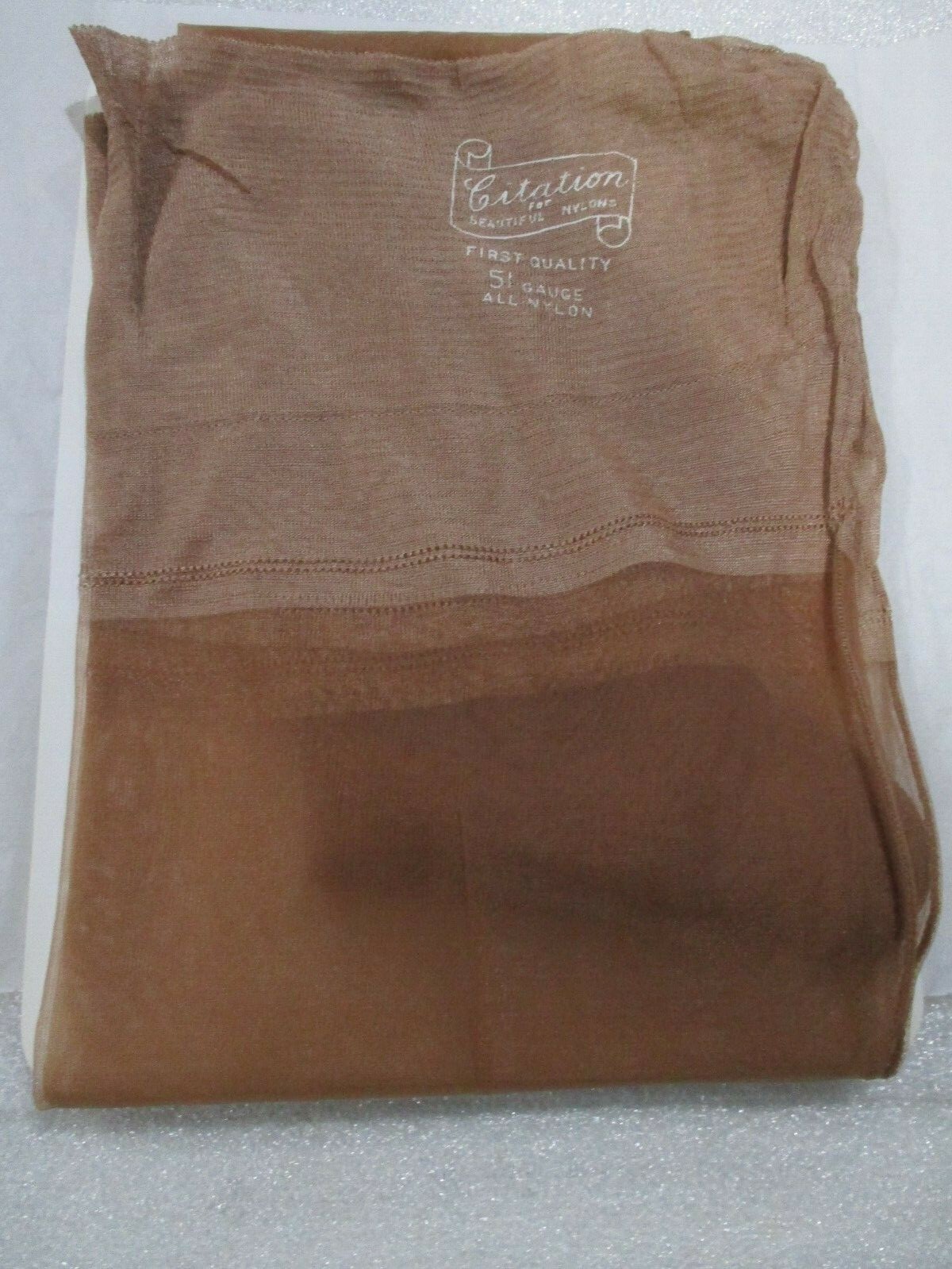 1PR VINTAGE CITATION SEAMED SHEER FULL FASHION NYLON STOCKINGS 10 MED BEIGE