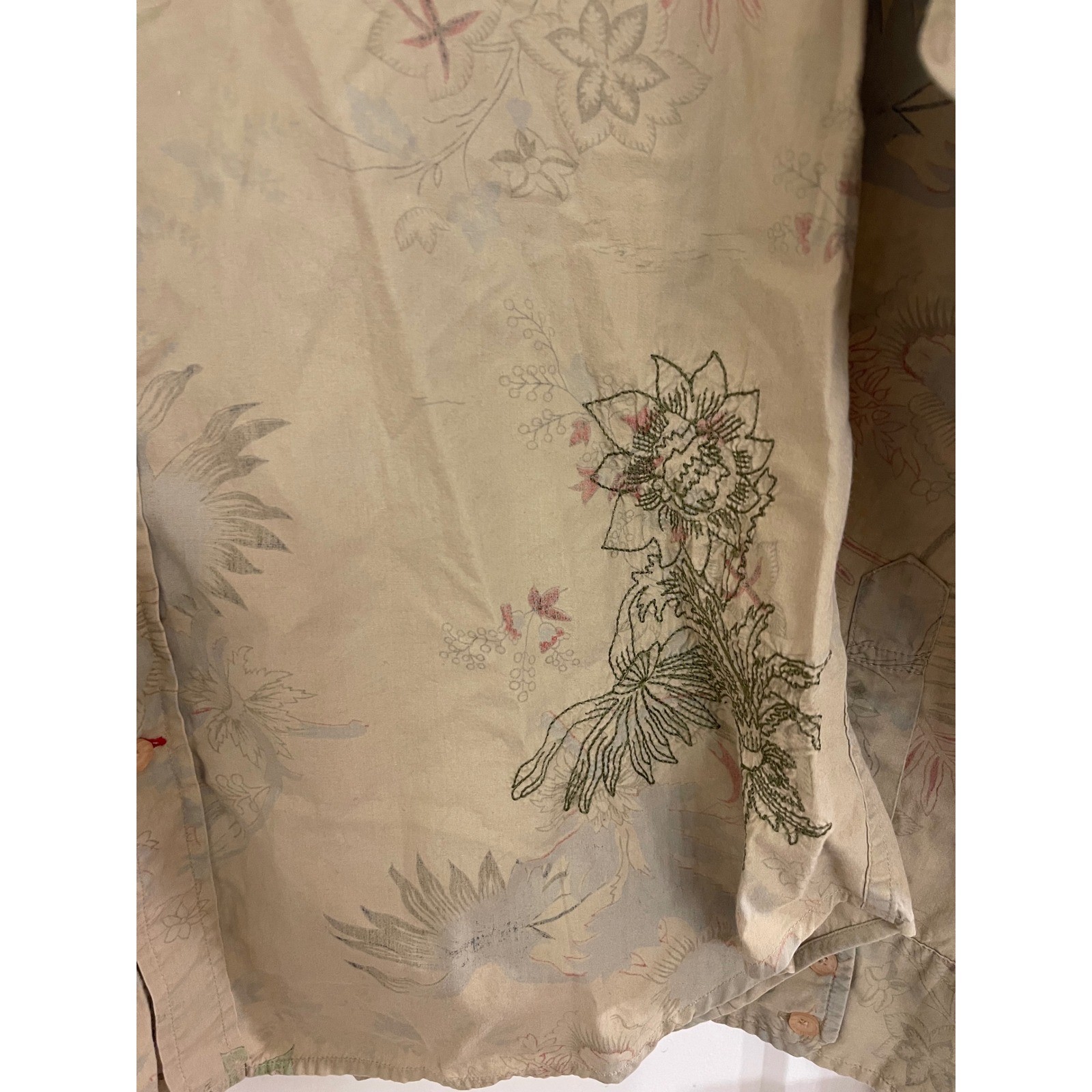 Vintage Y2K Guess Button Down Shirt Floral Leaves Plants Chic Boho