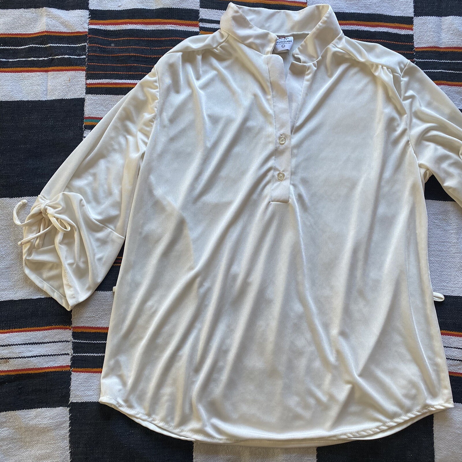 Vintage Topson Downs Of California Bohemian Blouse. Creamy White. Size Large.