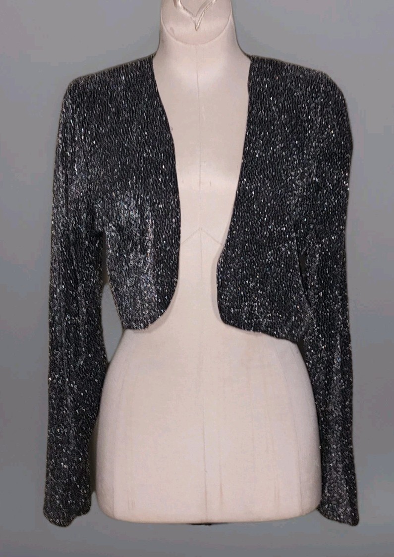NWT Onyx Nite by Wendye Chaitin 2PC Formal Velour Dress & Silver Jacket – Size 6