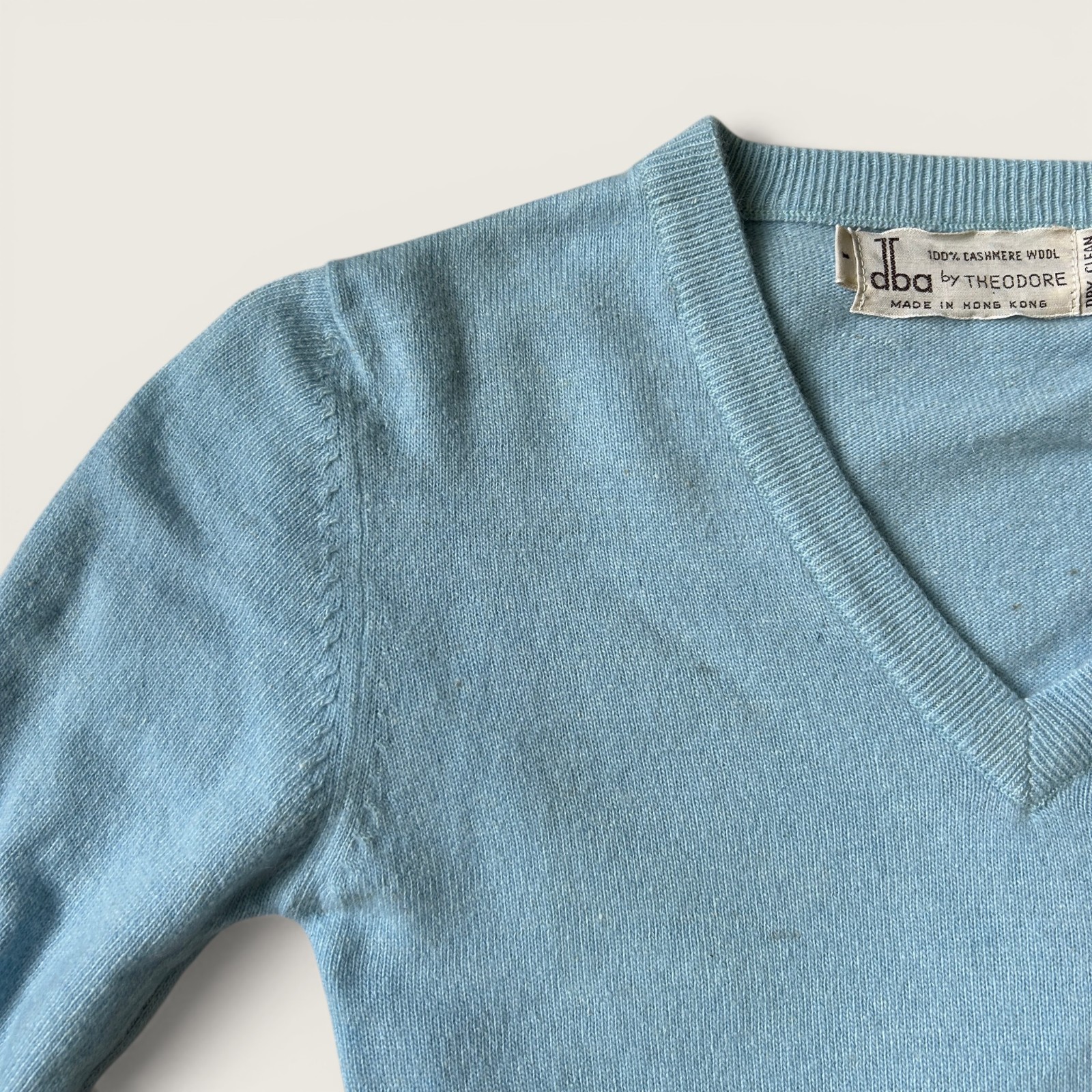 Vintage Cashmere Twin Set Cardigan + Sweater DBA by Theodore Blue Peach