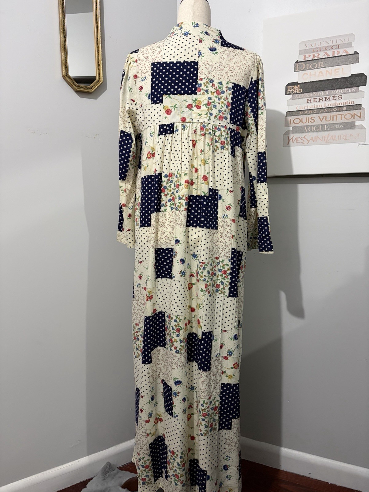 Vintage 1970s Loungewear by Gossard patchwork-print maxi dress/loungewear robe.