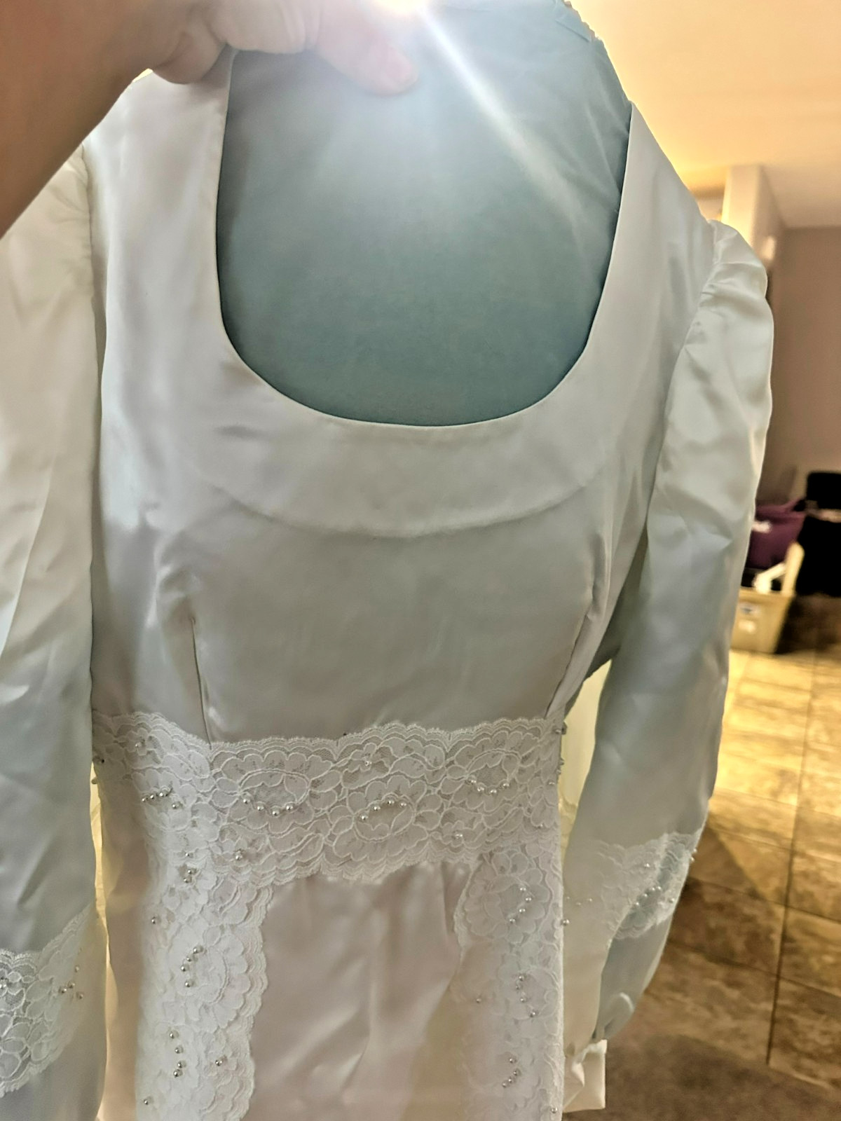 Vintage Satin Lace Wedding Dress Veil & Train Set – Pristine Preserved Box