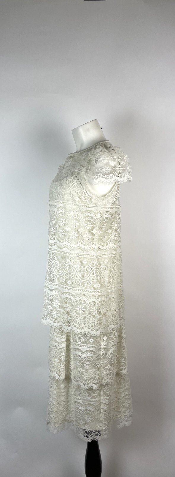 VTG 60s AMY-DEB White lace cocktail /Party Dress 12, USA 2-piece